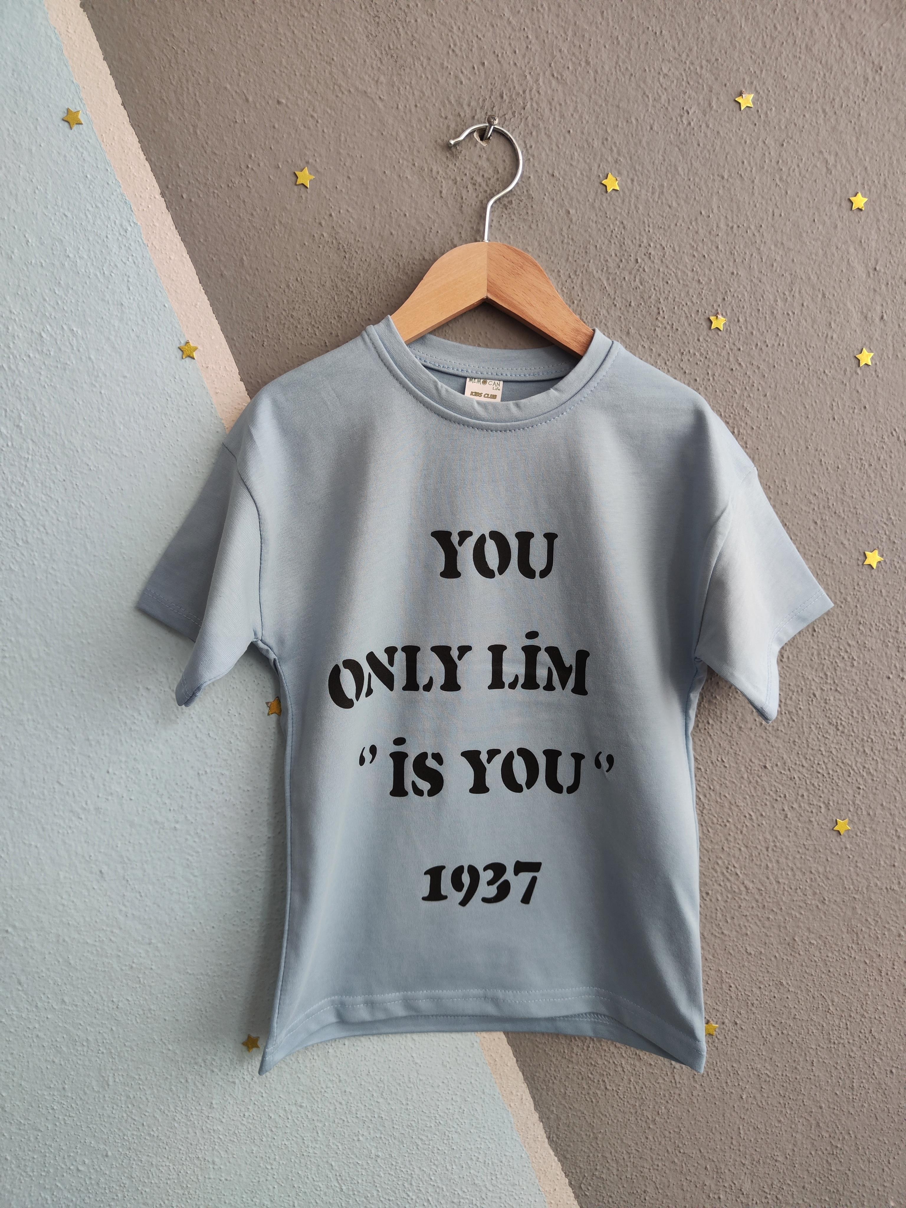 1555 - You Baskılı Erkek Tişört - buz mavisi