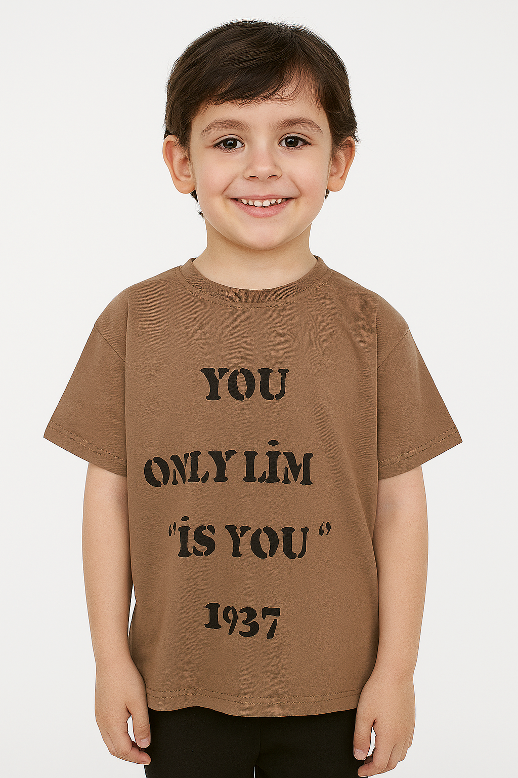 1555 - You Baskılı Erkek Tişört - Kahve