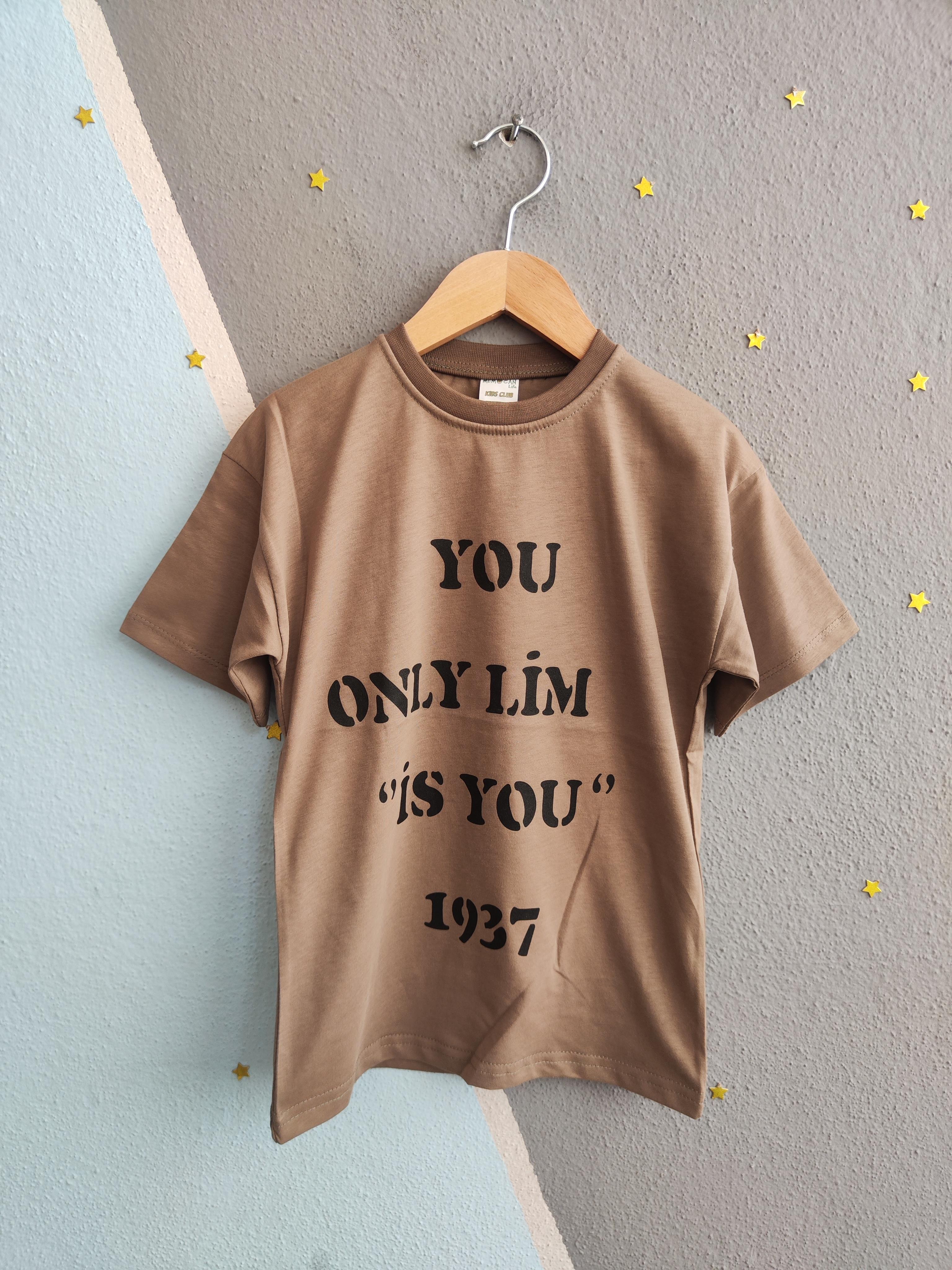 1555 - You Baskılı Erkek Tişört - Kahve