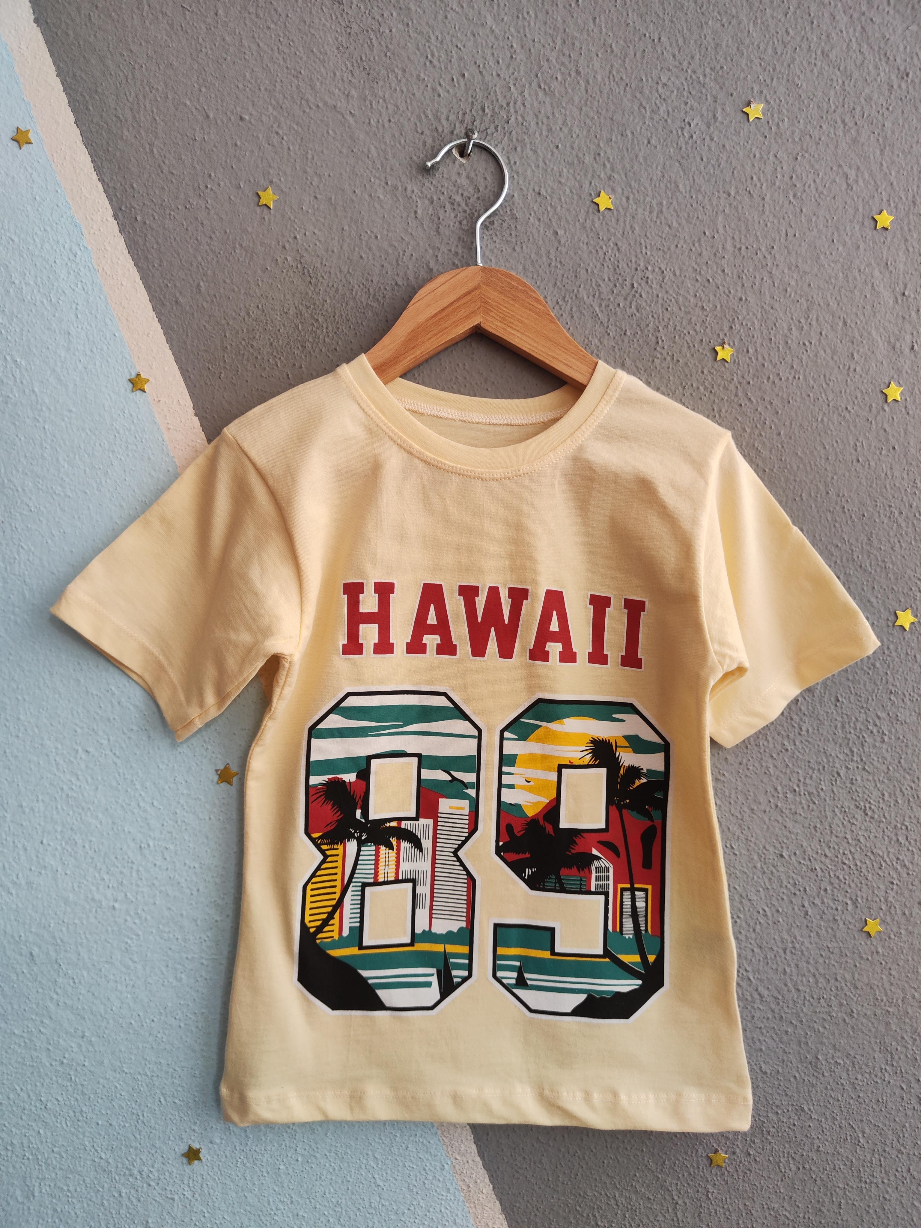 1578 -  Hawaii Baskılı Erkek Takım - Sarı - Füme