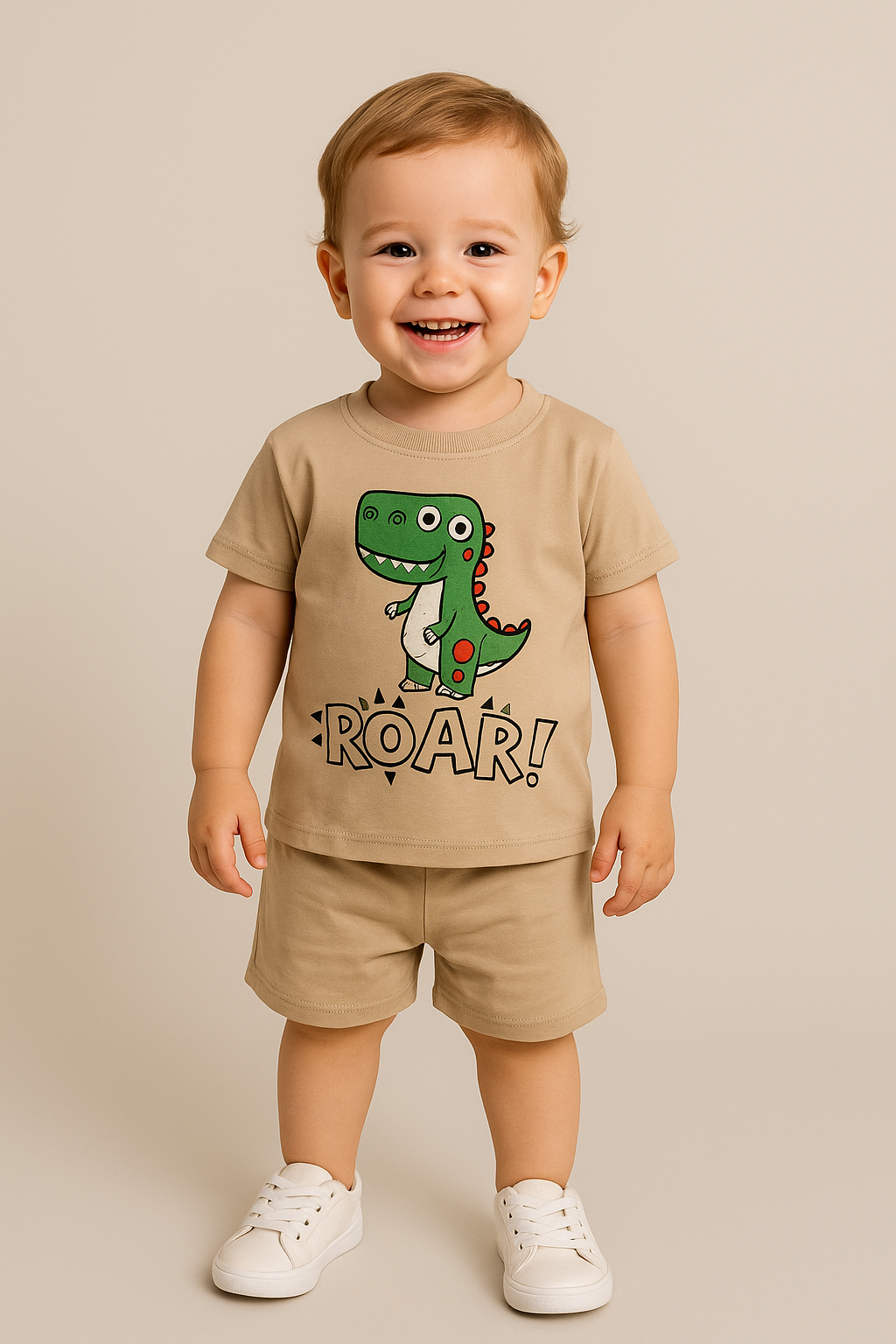 1592 - Roar Baskılı Erkek Çocuk Takım - Bej