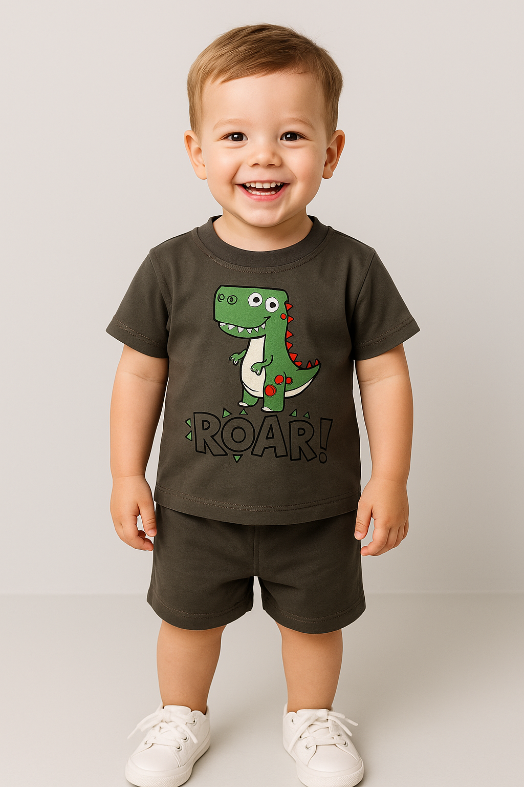 1592 - Roar Baskılı Erkek Çocuk Takım - Füme