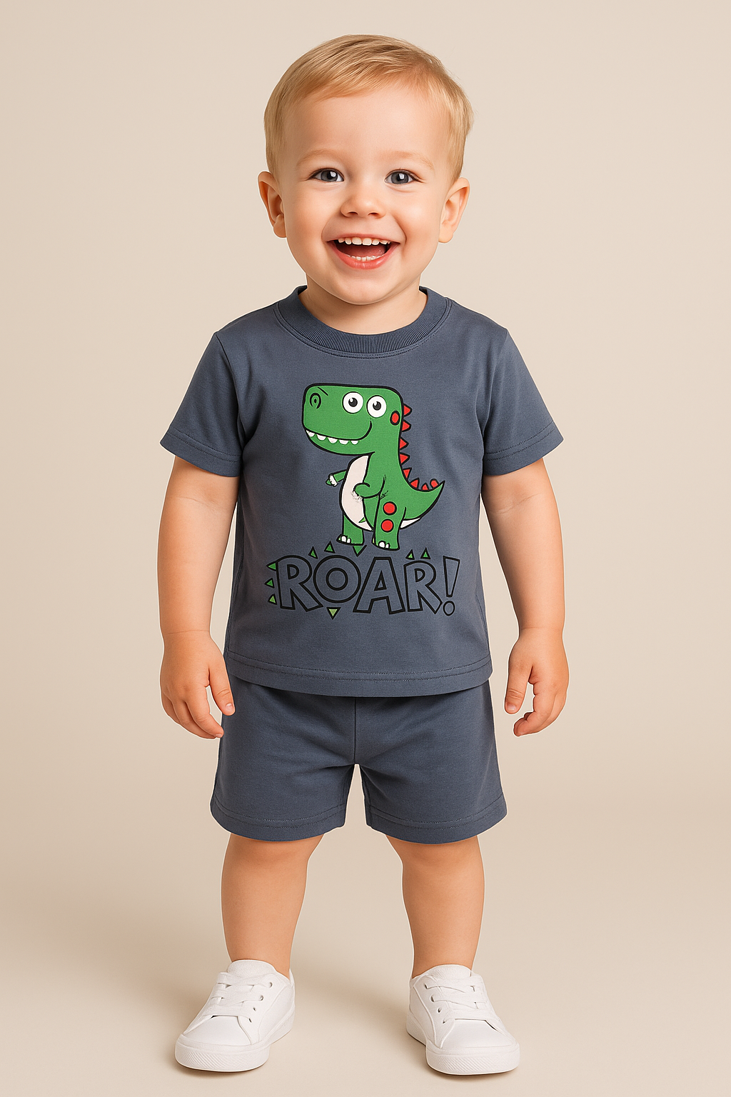 1592 - Roar Baskılı Erkek Çocuk Takım - Koyu Mavi