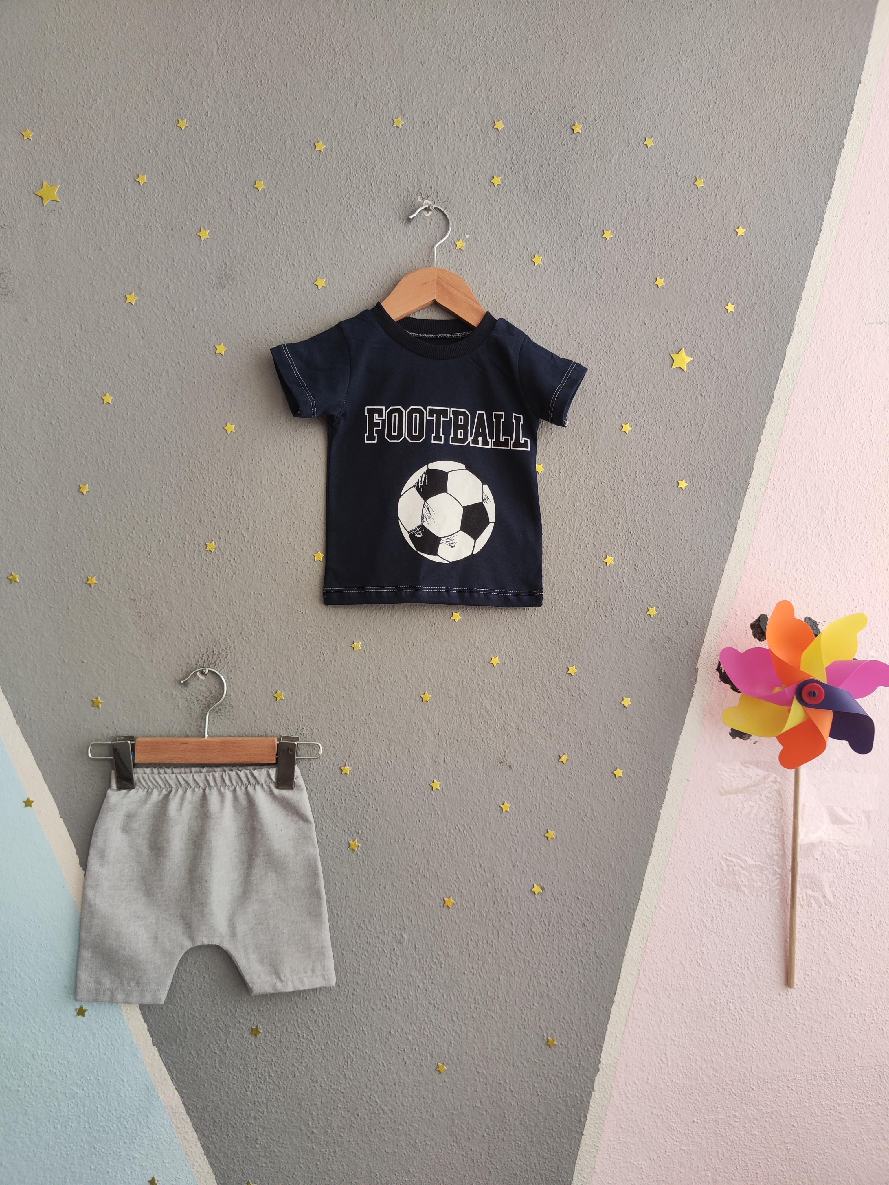 1604 - Futbol Topu Baskılı Aylık Erkek Çocuk Takım - Lacivert
