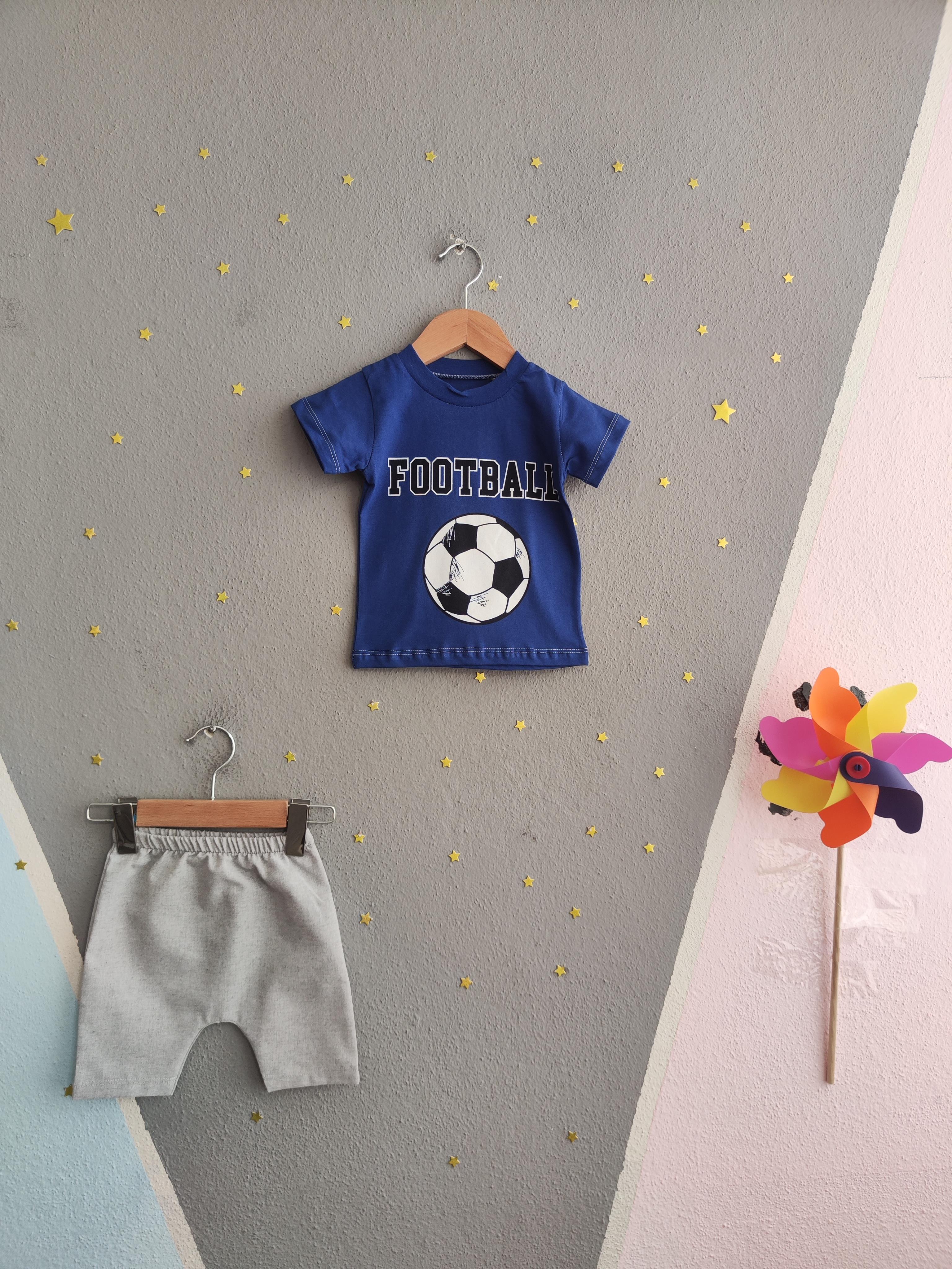 1604 - Futbol Topu Baskılı Aylık Erkek Çocuk Takım - Saks