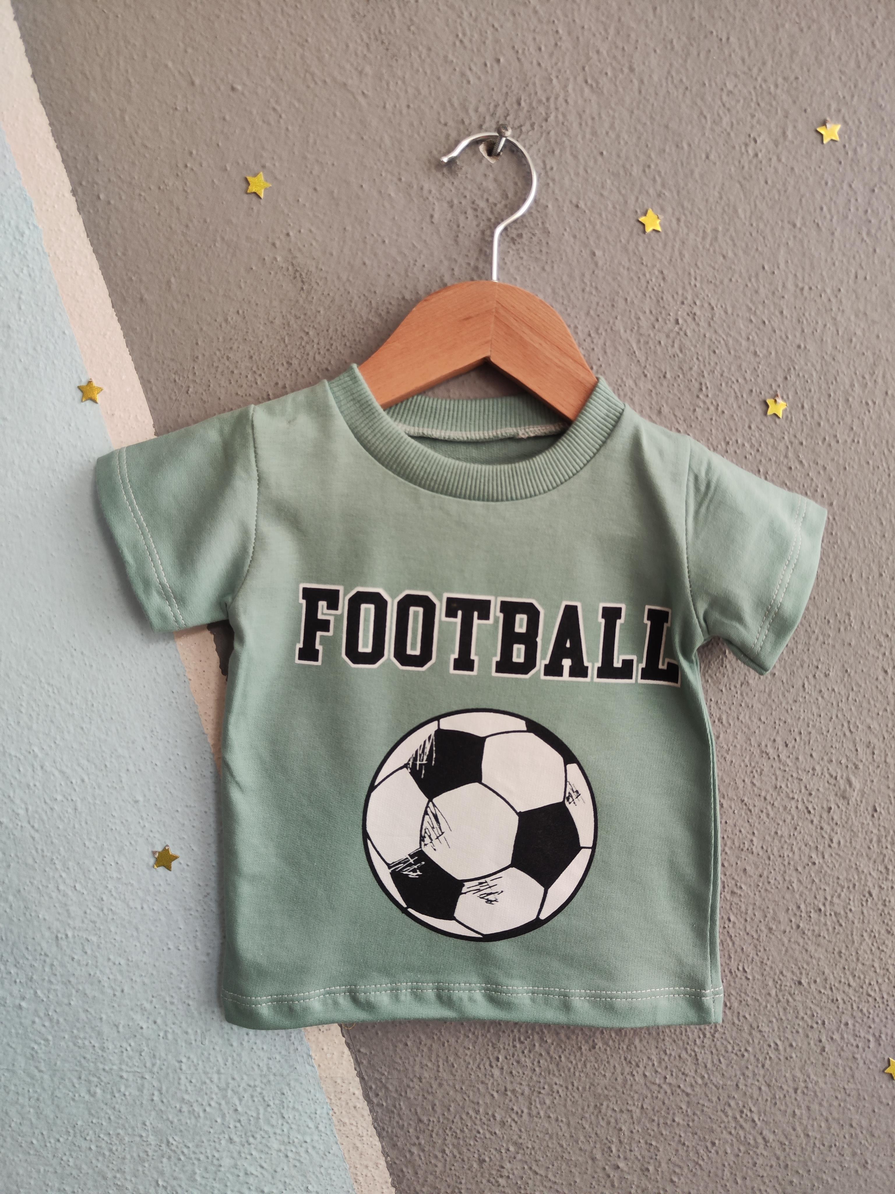 1604 - Futbol Topu Baskılı Aylık Erkek Çocuk Takım - Mint Yeşili
