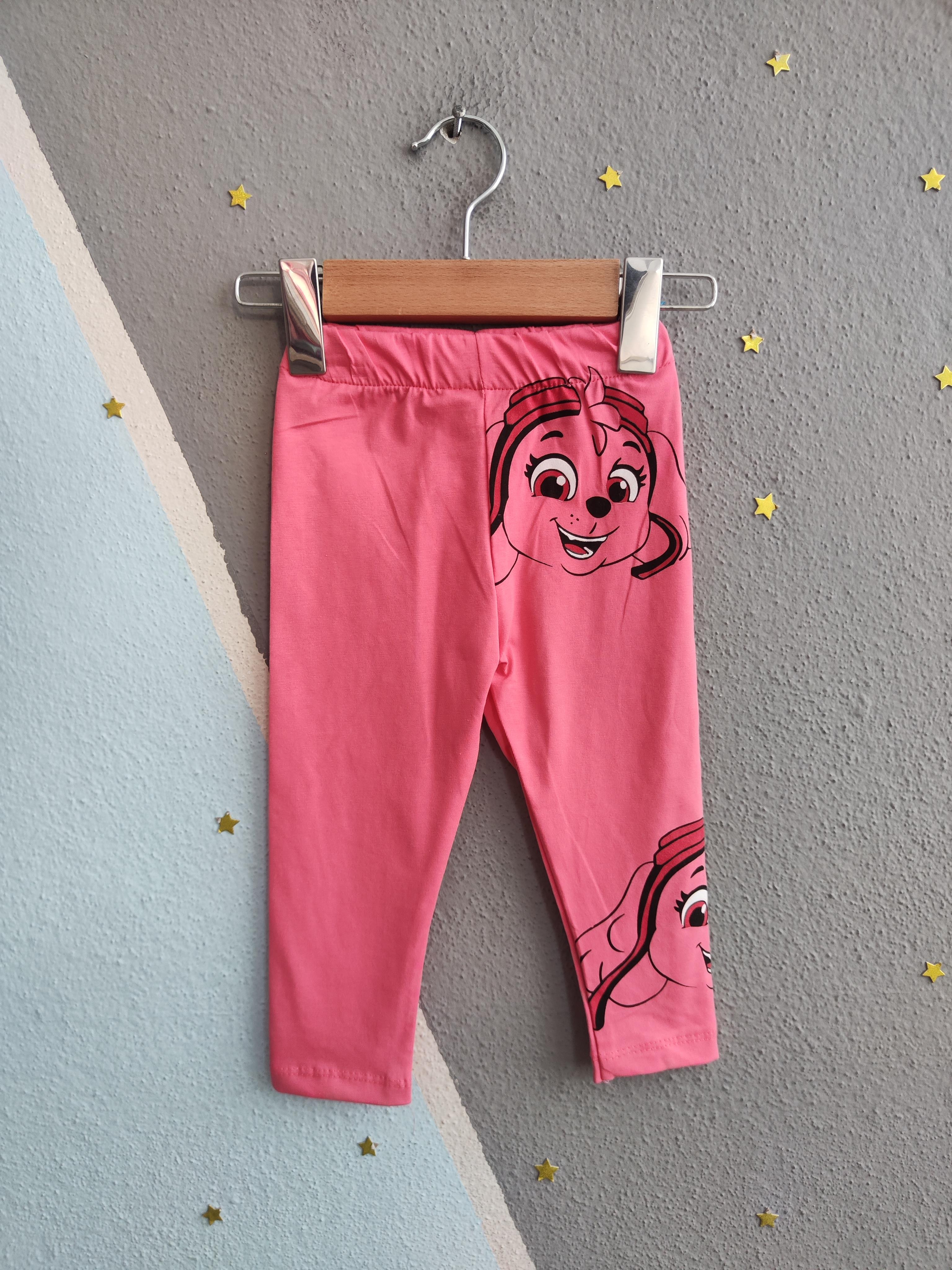 1637 -  Karakter Baskılı Taytlı Kız Çocuk Takım - Pembe
