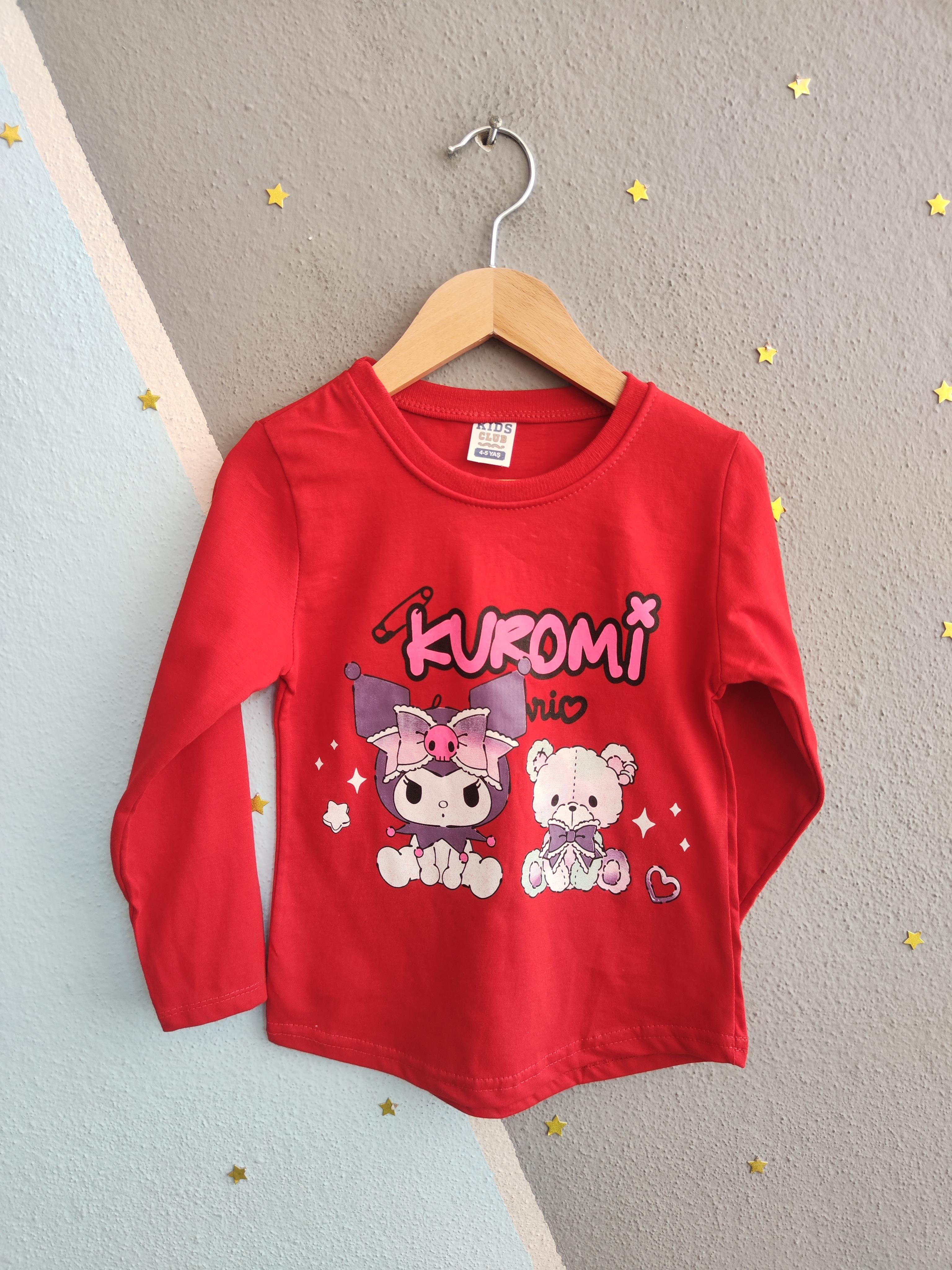 1683- Karakter Baskılı Taytlı Kız Çocuk Takım - Kırmızı