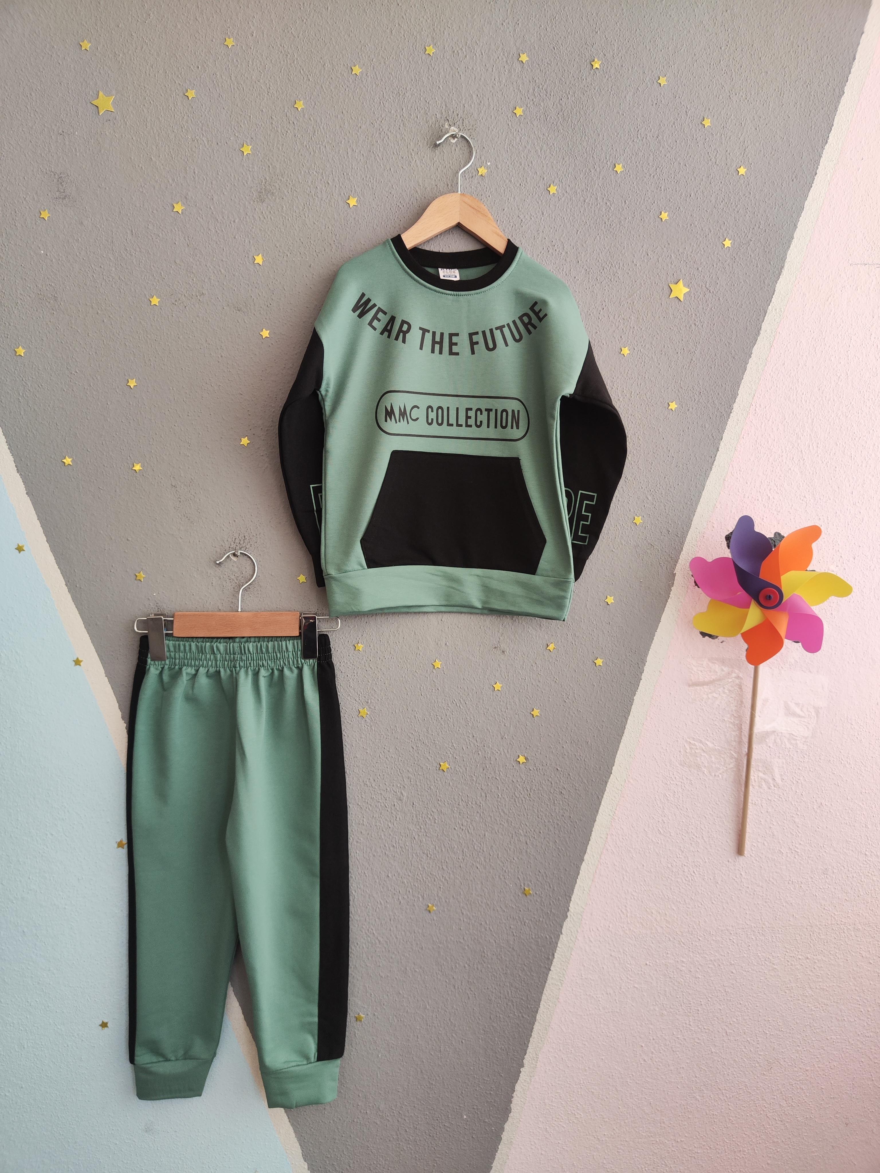1700 - Wear The Future Baskılı Erkek Çocuk Takım - Mint Yeşili