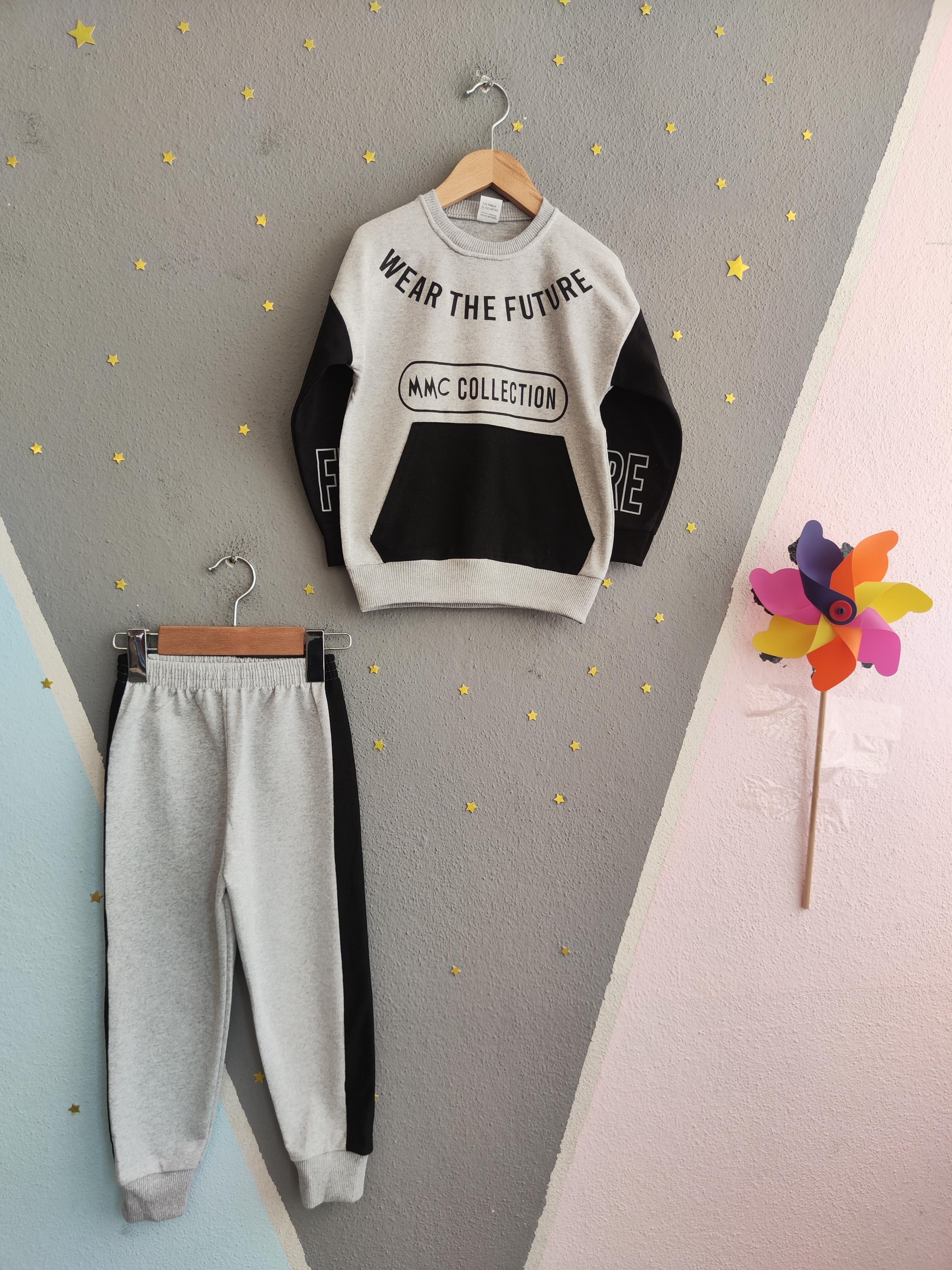 1700 - Wear The Future Baskılı Erkek Çocuk Takım - Gri