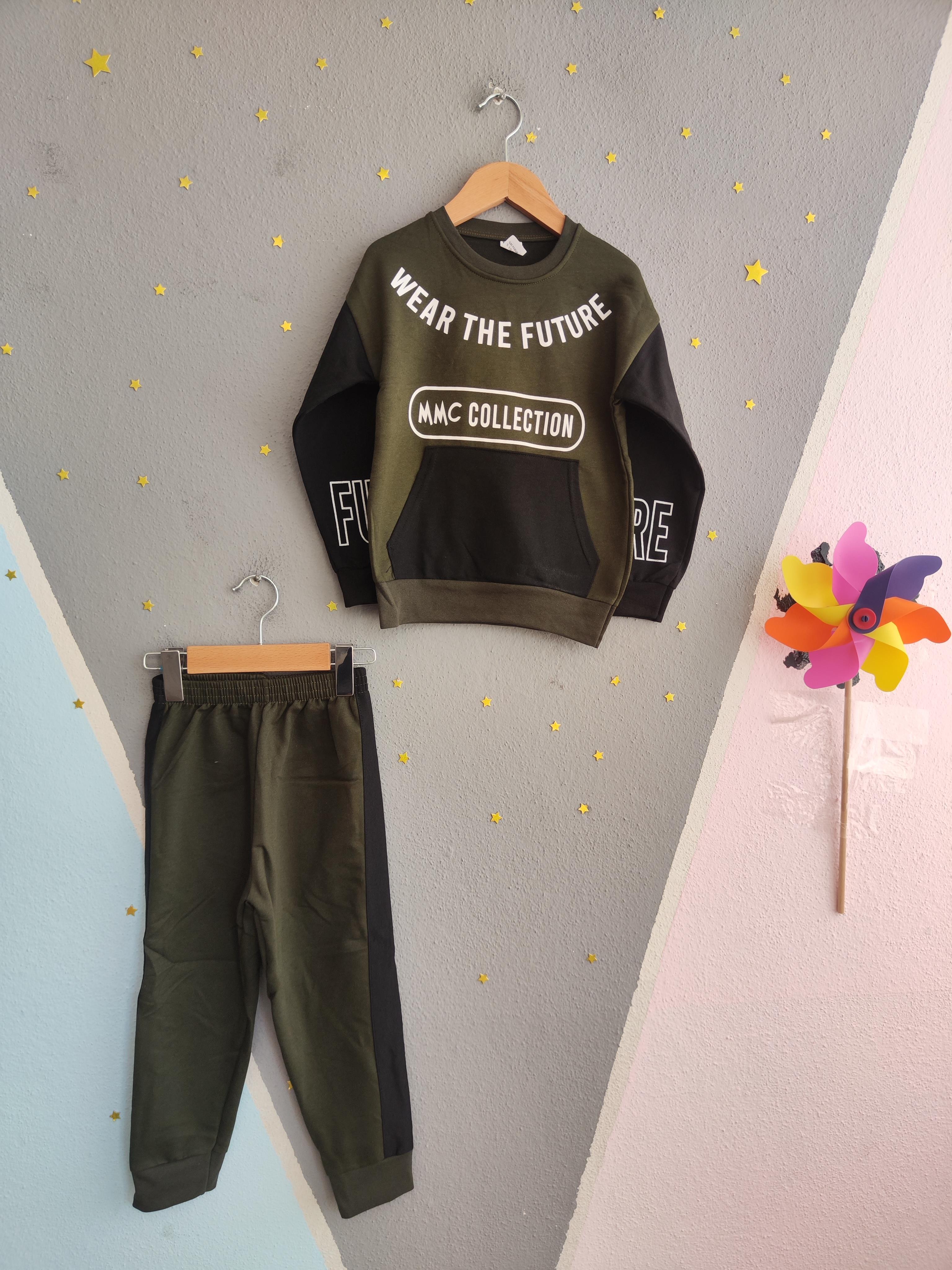 1700 - Wear The Future Baskılı Erkek Çocuk Takım - Haki