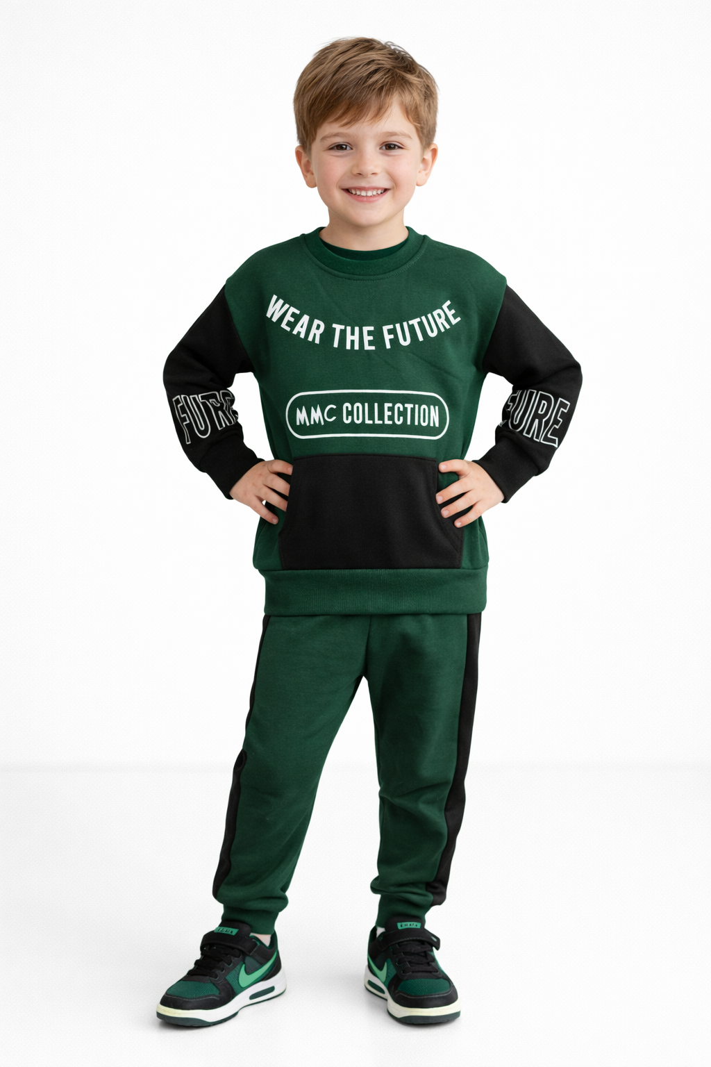 1700 - Wear The Future Baskılı Erkek Çocuk Takım - Zümrüt