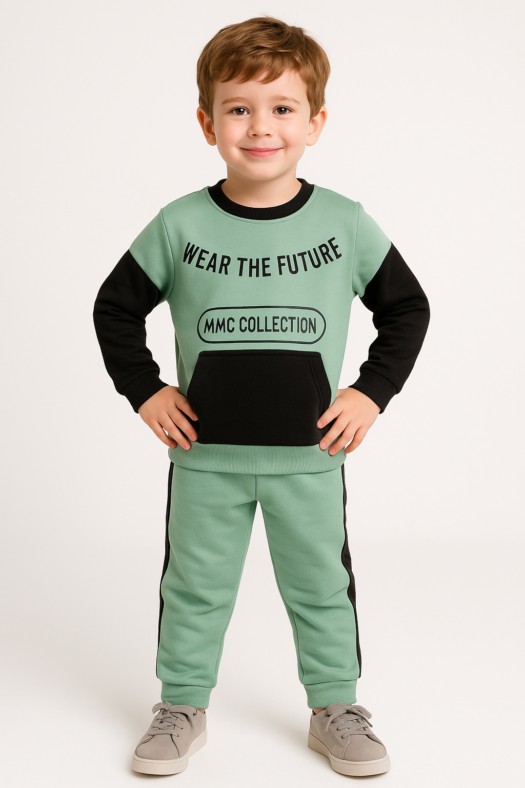 1700 - Wear The Future Baskılı Erkek Çocuk Takım - Yeşil