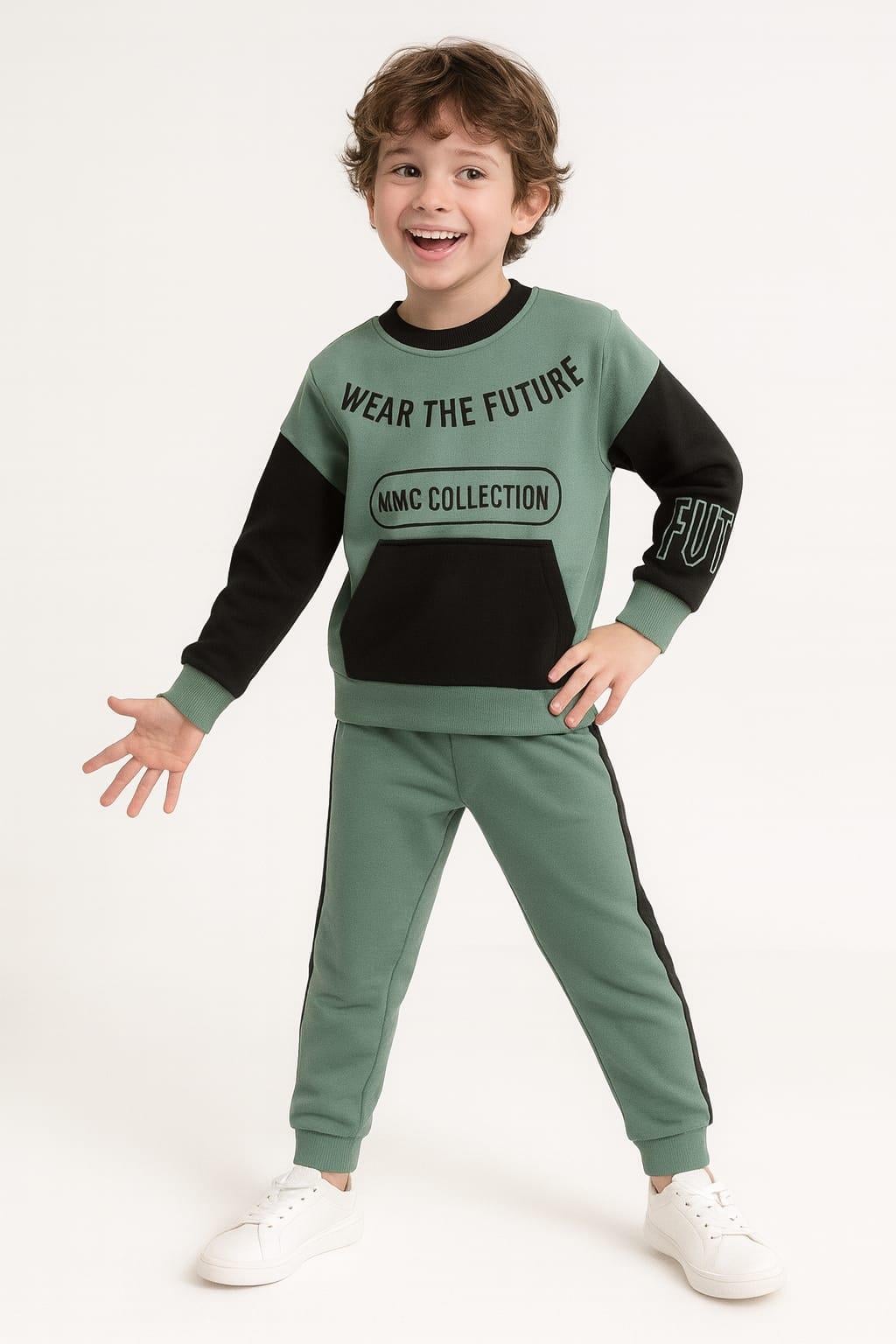 1700 - Wear The Future Baskılı Erkek Çocuk Takım - Mint Yeşili