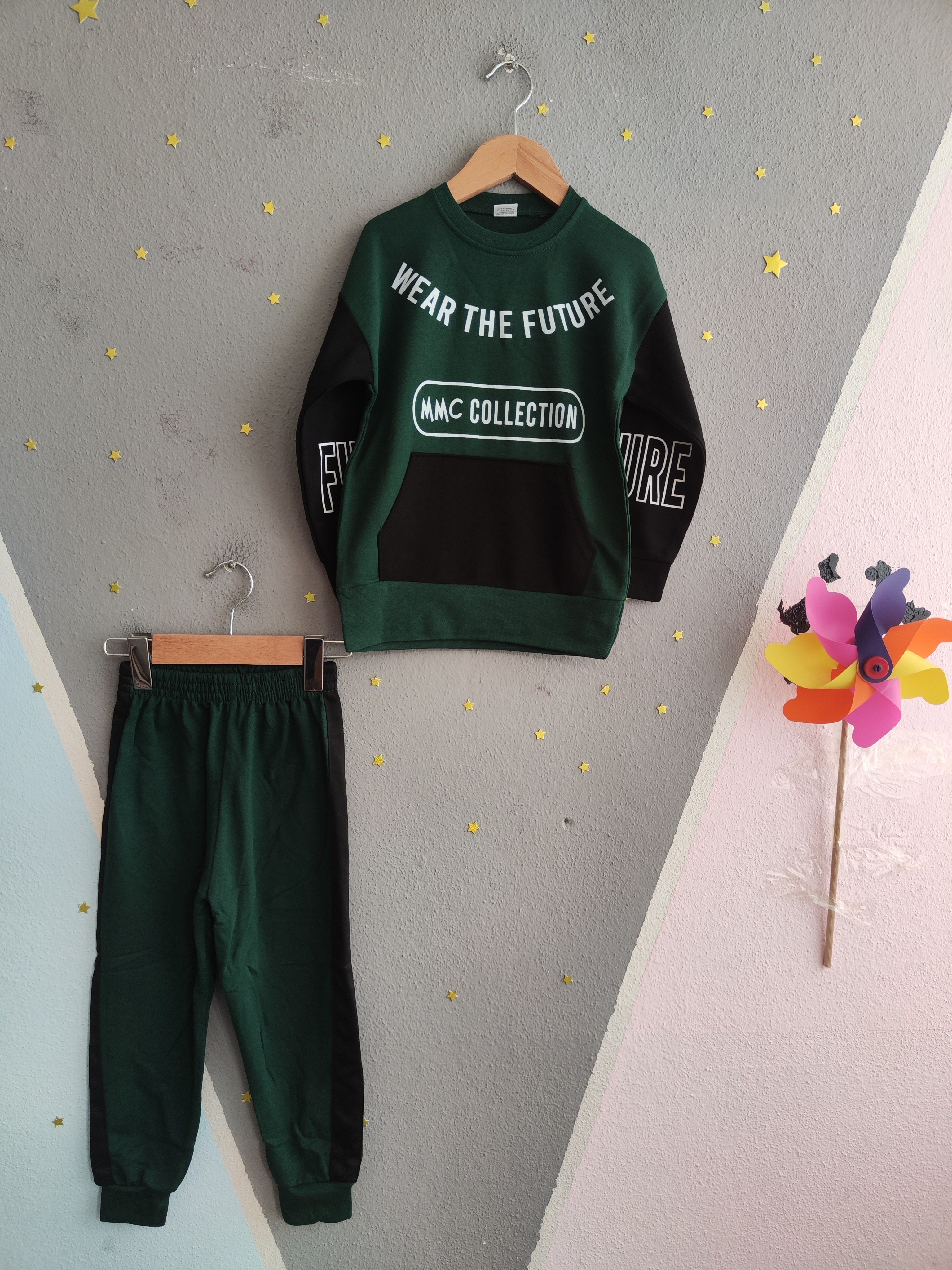 1700 - Wear The Future Baskılı Erkek Çocuk Takım - Zümrüt