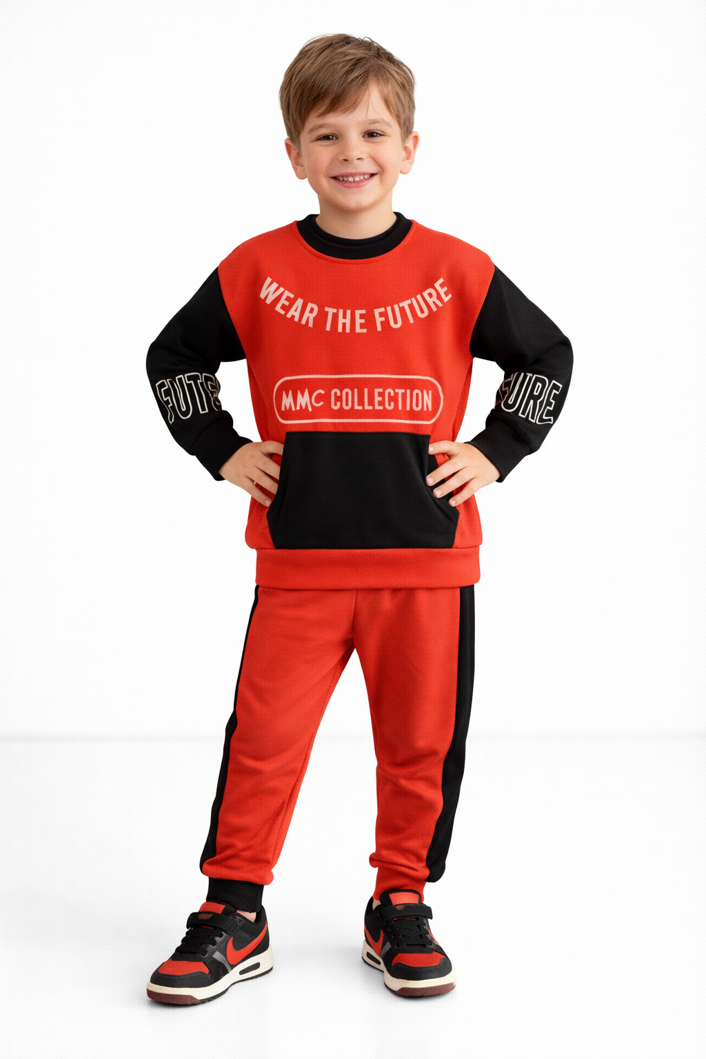 1700 - Wear The Future Baskılı Erkek Çocuk Takım - Turuncu