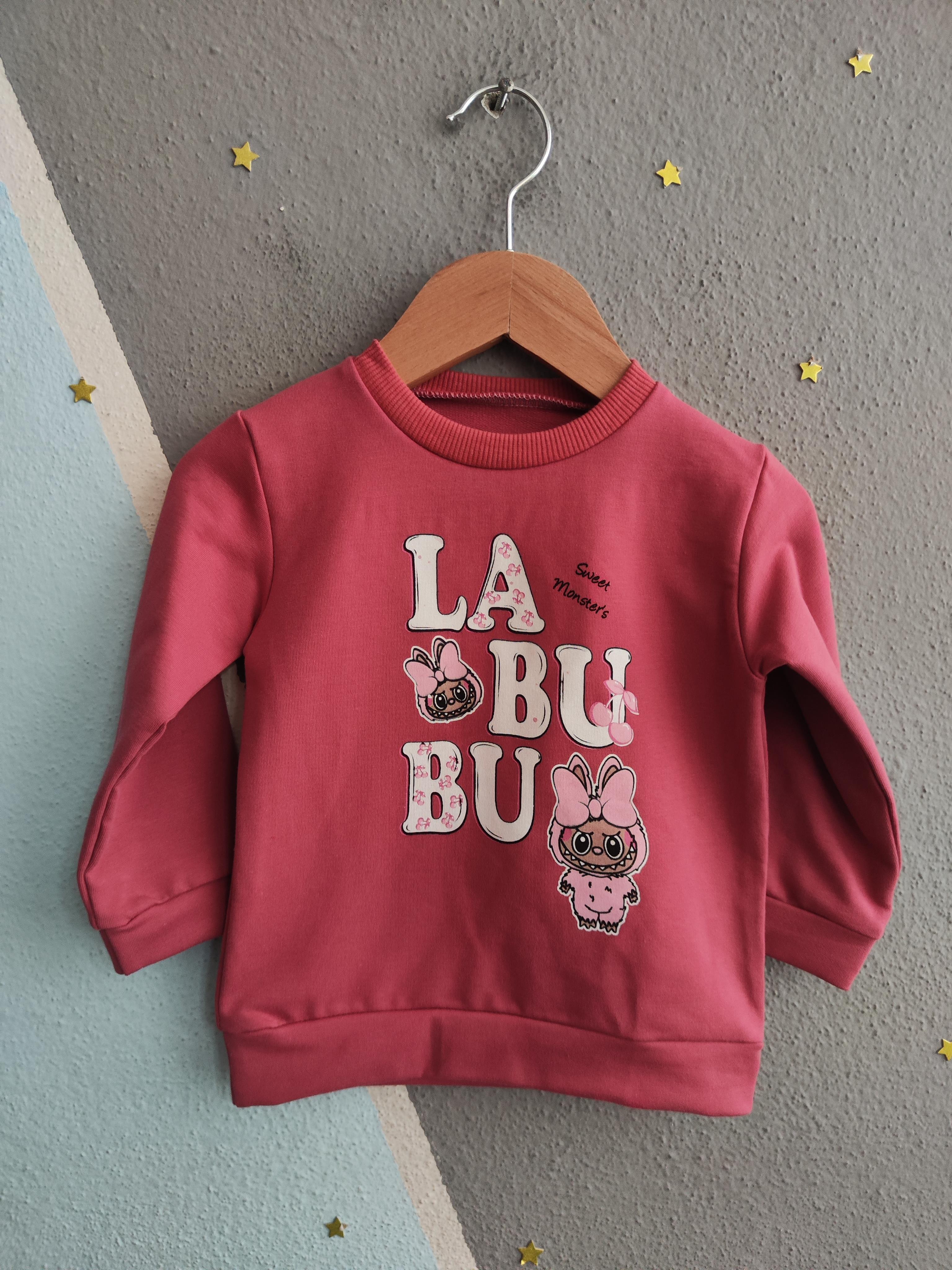 1843 -  Karakter Baskılı Aylık Kız Bebek Takım - Vişne