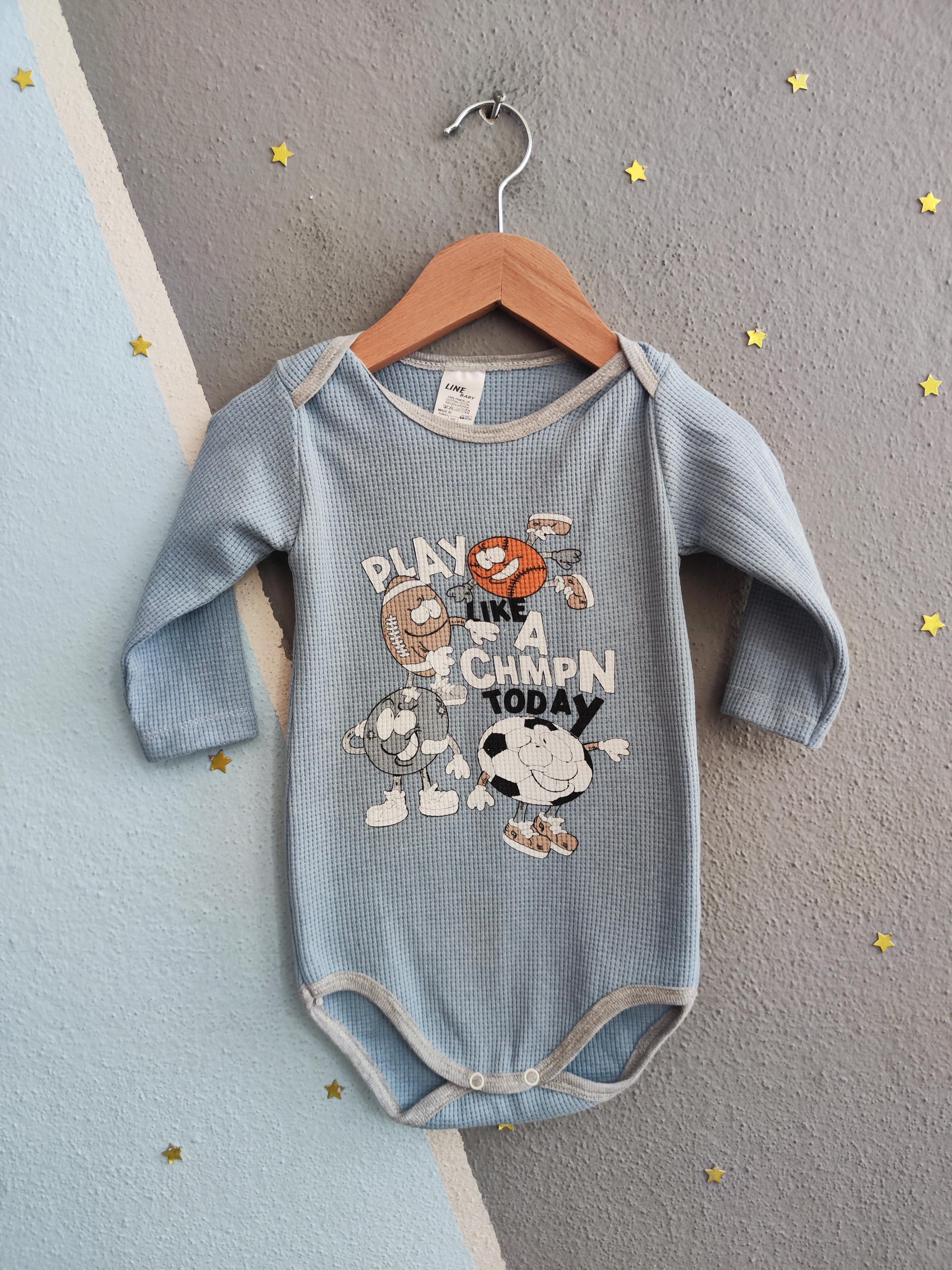1871 - Karakter Baskılı Unisex Bebek Çıtçıtlı Body - Buz Mavisi 