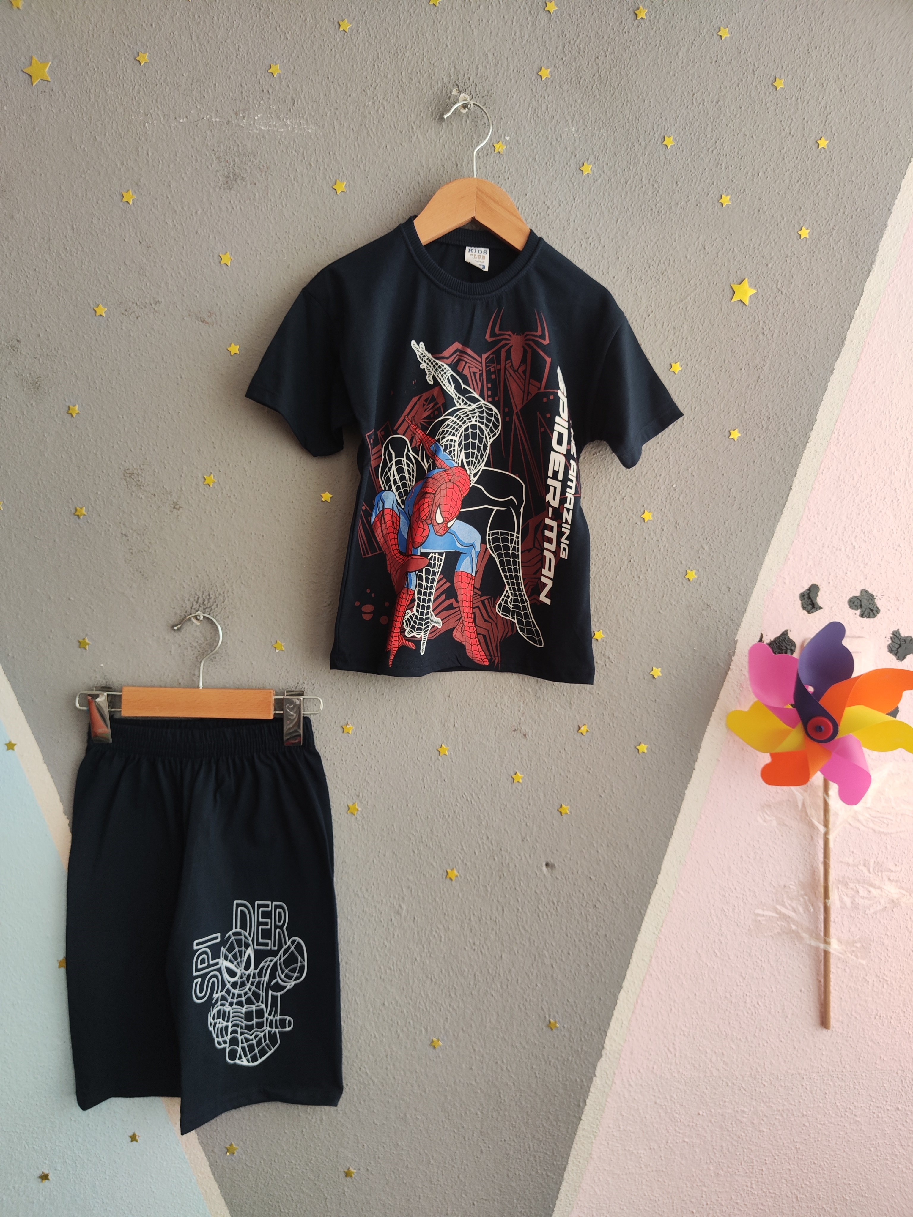 1947 - Karakter Baskılı Şortlu Erkek Çocuk Takımı - Lacivert