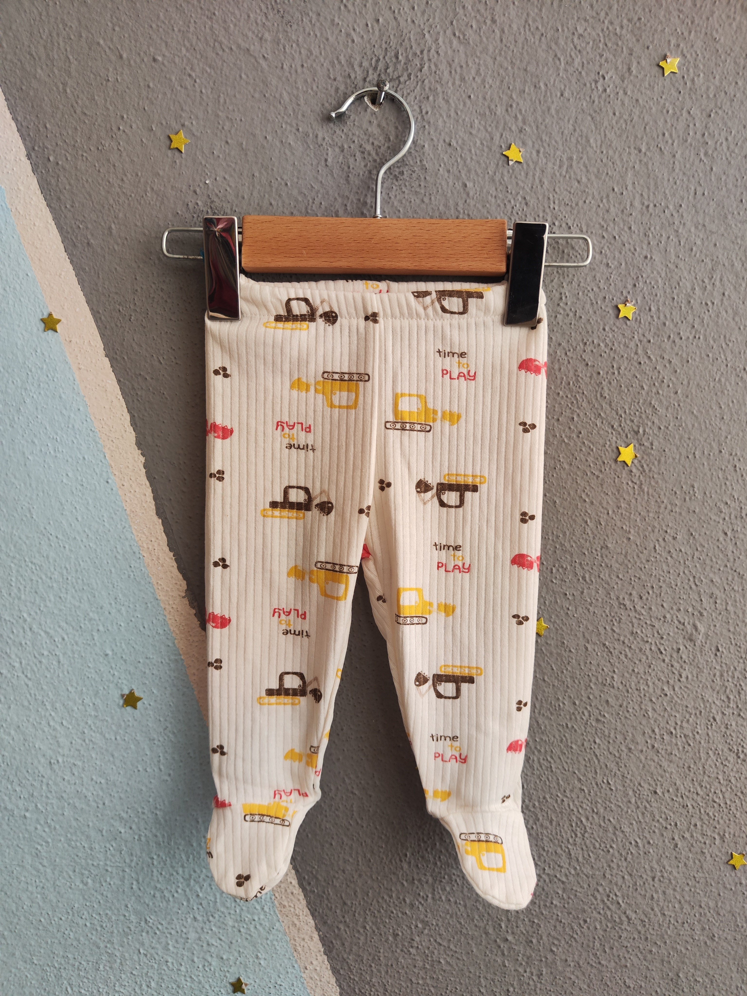 1951 -  Kendinden Patikli İş Makinası Baskılı Erkek Bebek Tulum - Kırmızı