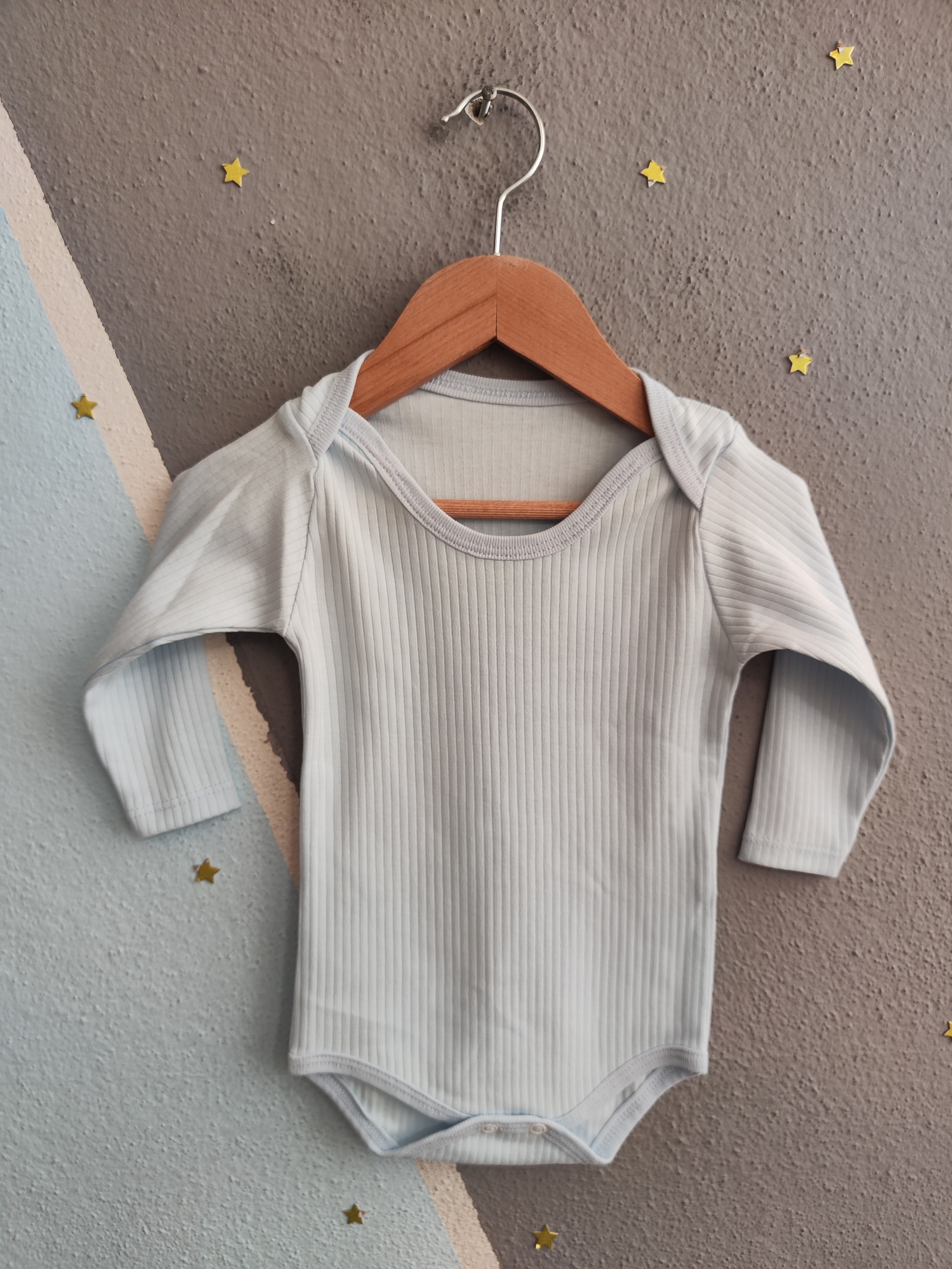 1966- Buz Mavisi Uzun Kollu Basic Model Kolsuz Bebek Çıtçıtlı Body