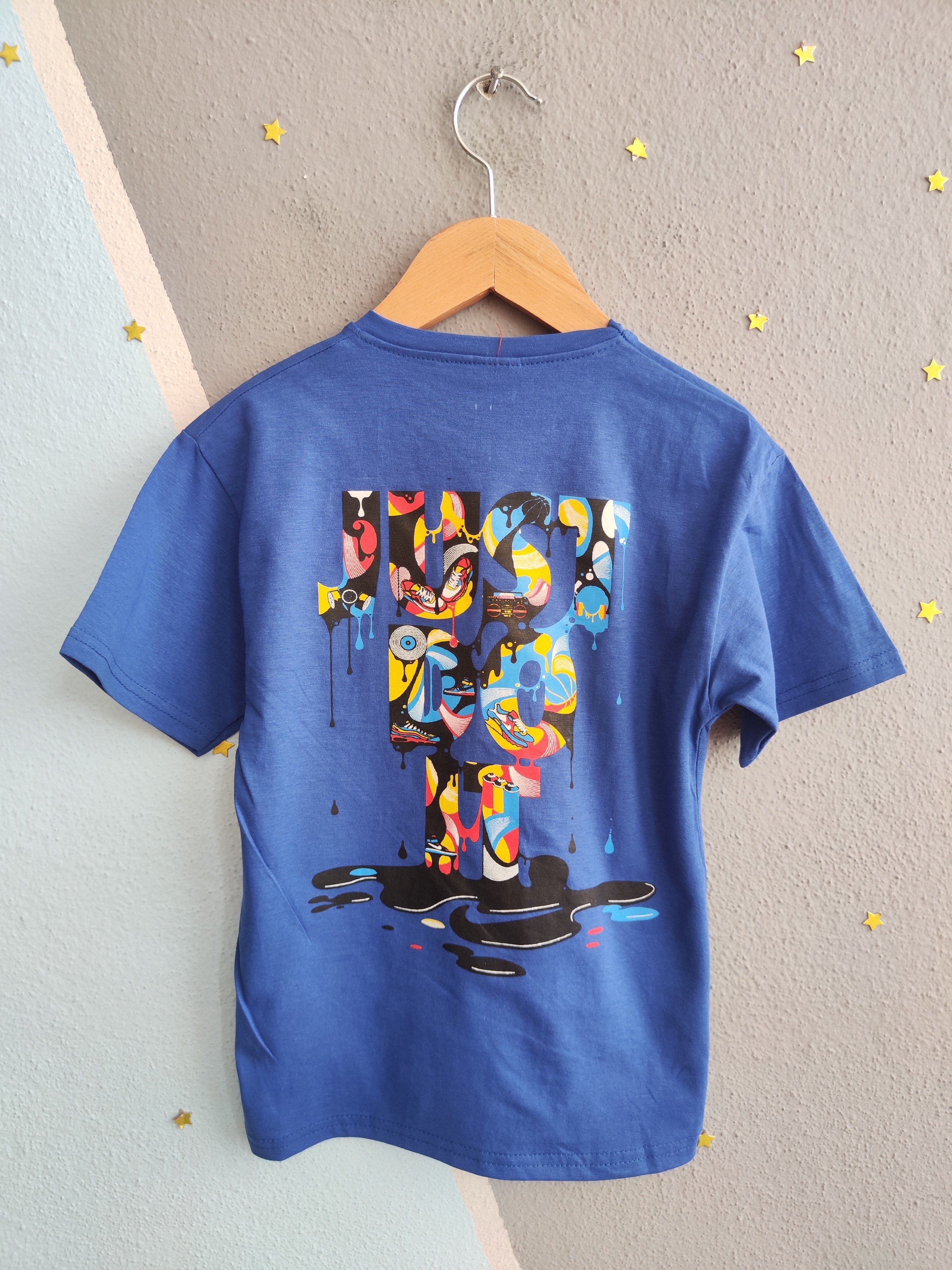 1990-  Önü ve Arkası Baskılı Şortlu Erkek Çocuk Takım - Saks