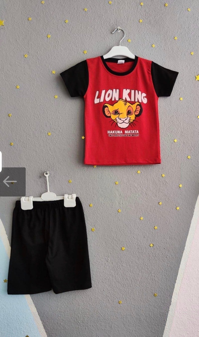 1999 - Karakter Baskılı Yazlık Erkek Çocuk Takım- Kırmızı