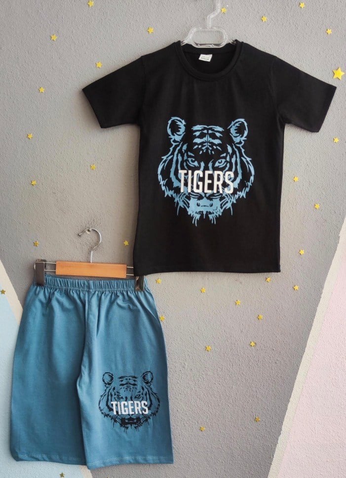 2009 - Tigers Baskılı Yazlık Erkek Takım - Buz mavi