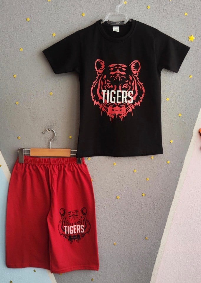 2009 - Tigers Baskılı Yazlık Erkek Takım - Kırmızı