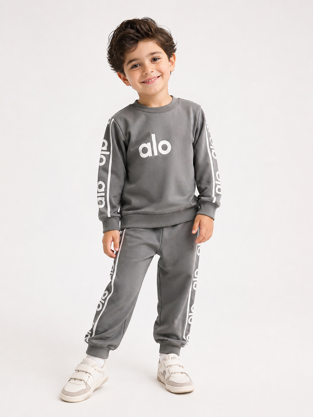 2010 - Sportif Baskılı Unisex Çocuk Takım - Füme