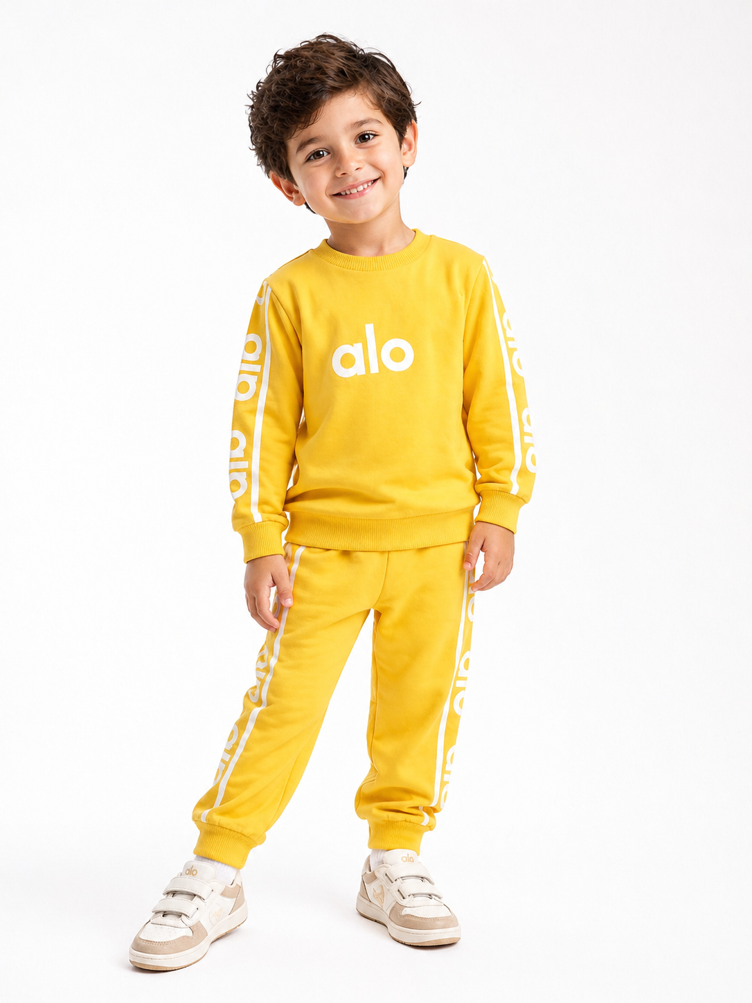 2010 - Sportif Baskılı Unisex Çocuk Takım - Sarı
