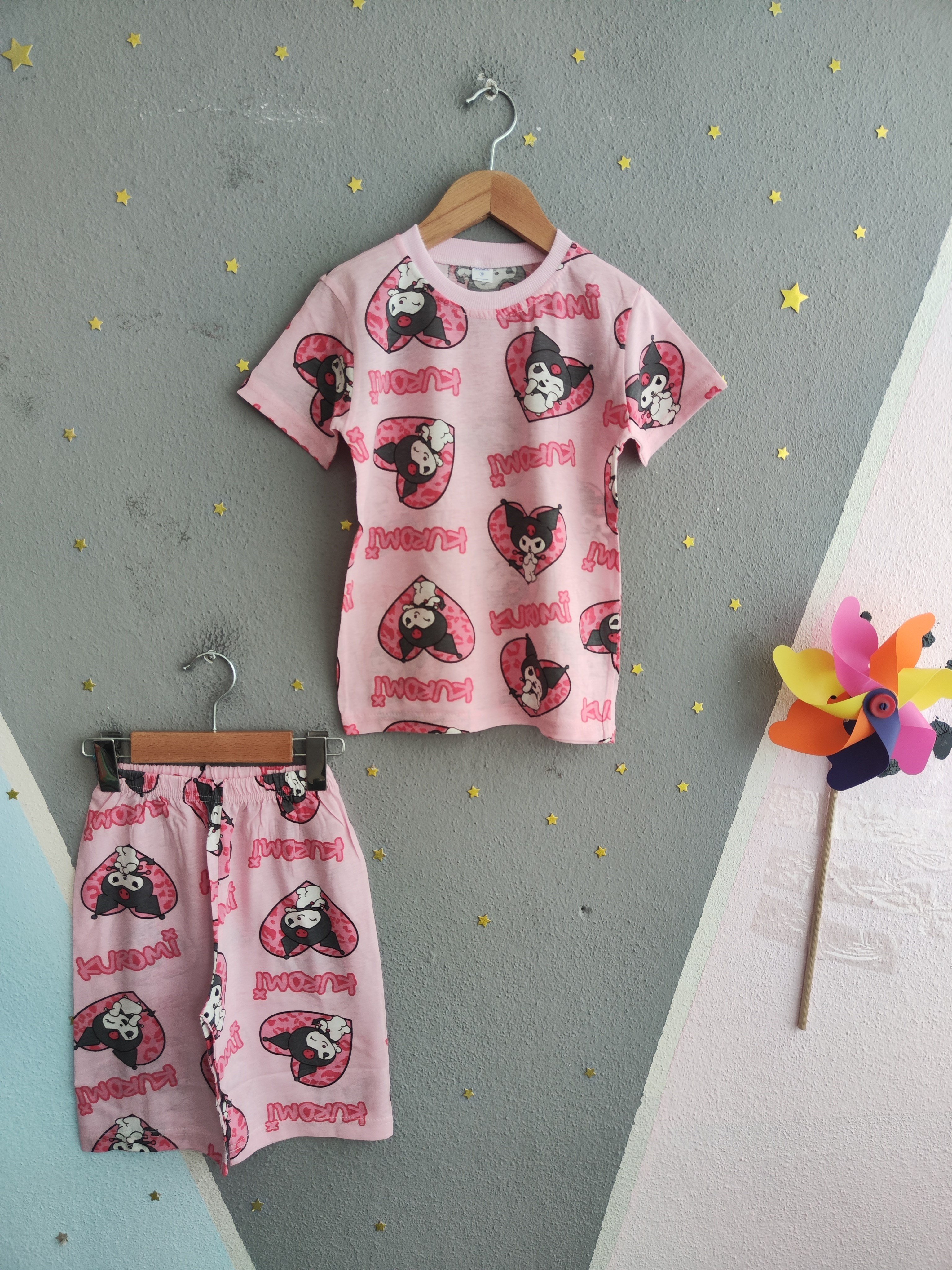2018 - Krm.  Karakter Baskılı Kız Çocuk Takımı - Pembe