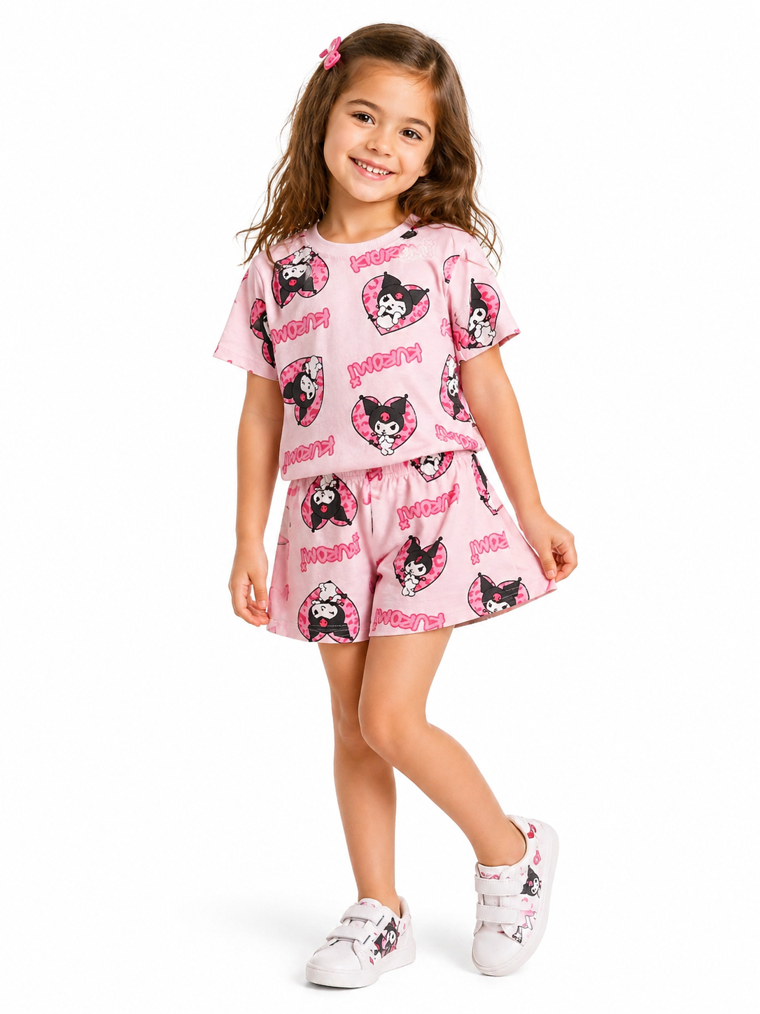 2018 - Krm.  Karakter Baskılı Kız Çocuk Takımı - Pembe