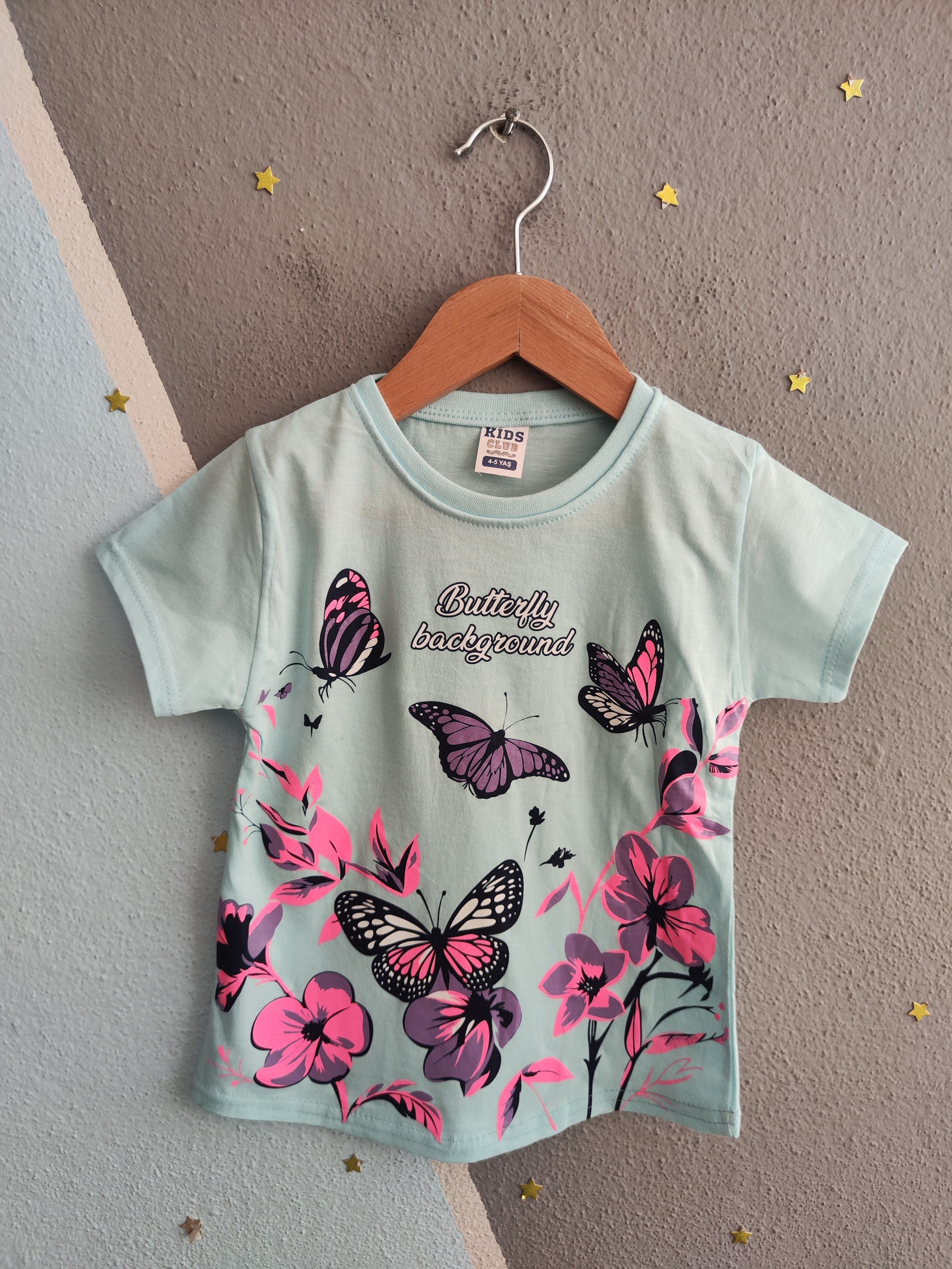 2031 - Butterfly Dream Kapri Taytlı Kız Çocuk Takımı - Su yeşili