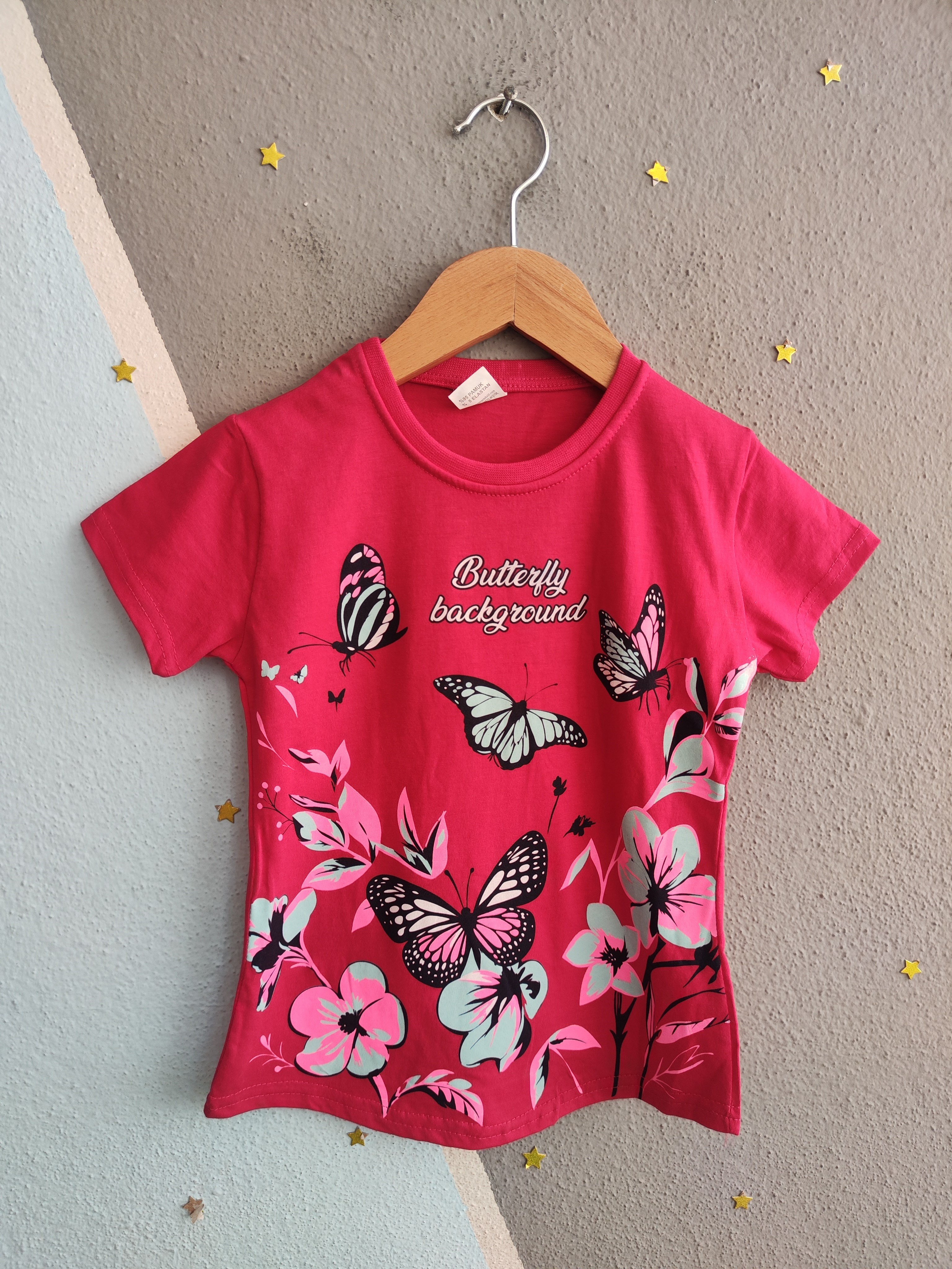 2031 - Butterfly Dream Kapri Taytlı Kız Çocuk Takımı - Fuşya