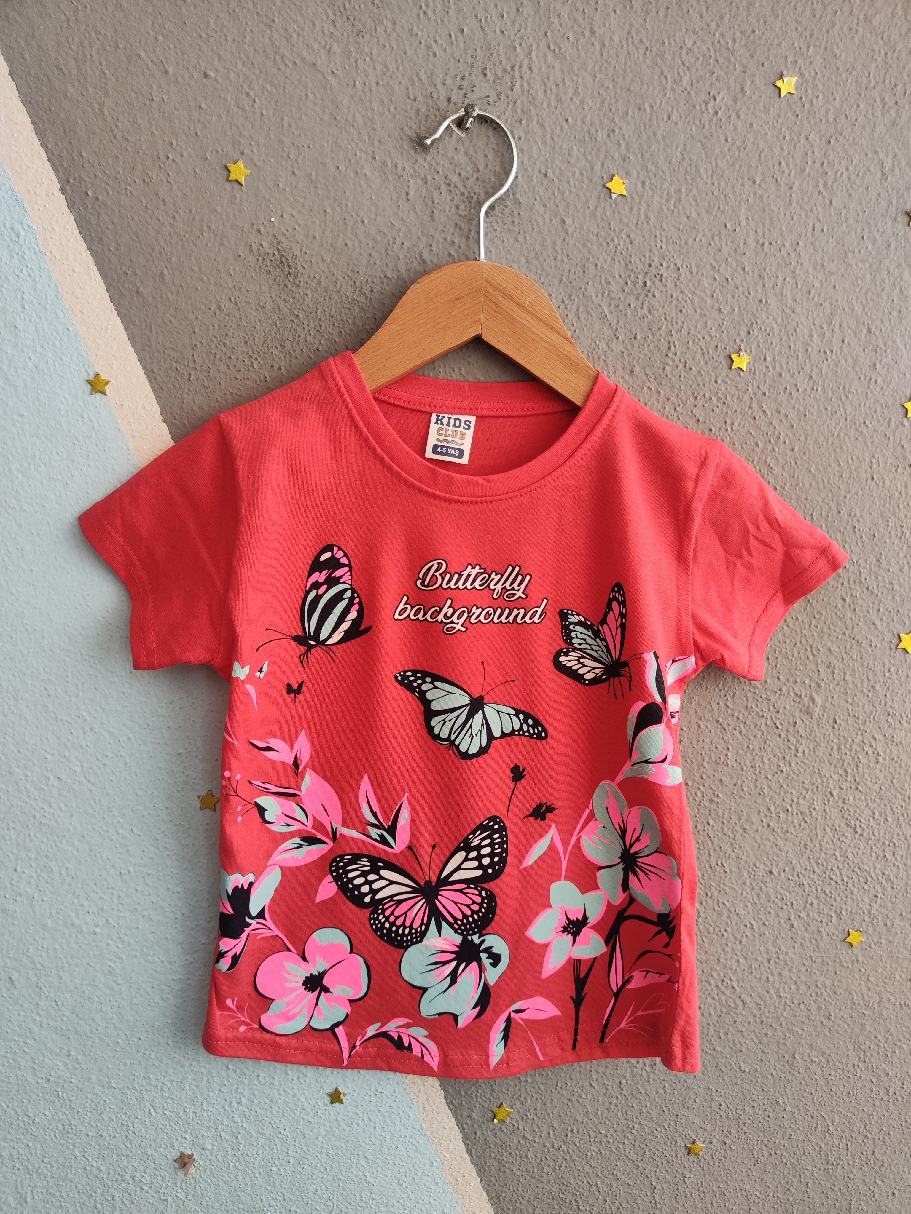 2031 - Butterfly Dream Kapri Taytlı Kız Çocuk Takımı - Nar Çiçeği