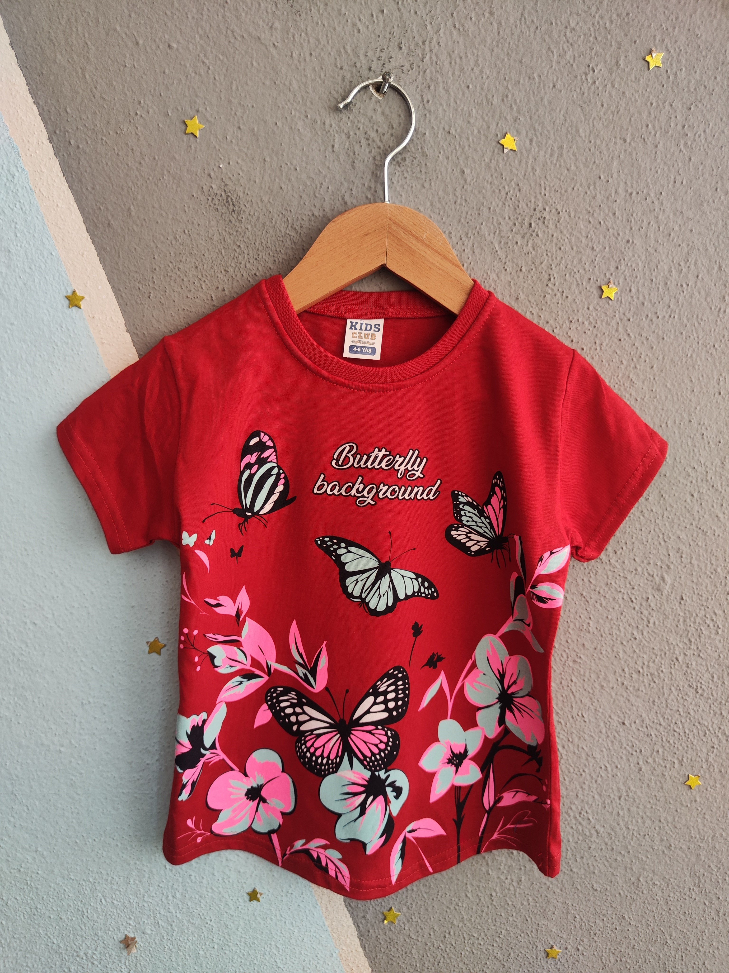 2031 - Butterfly Dream Kapri Taytlı Kız Çocuk Takımı - Kırmızı