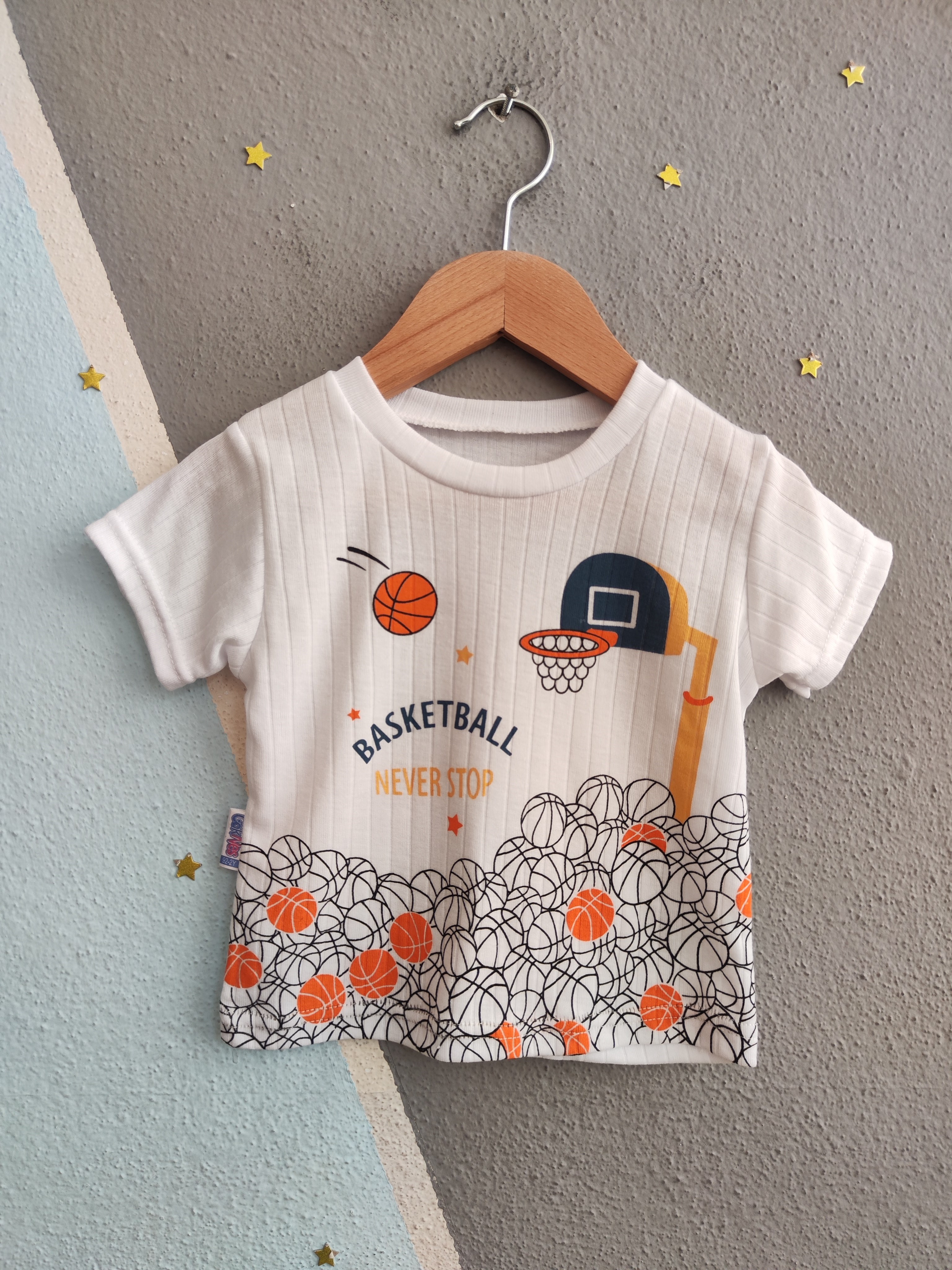 2054- Basketbol  Baskılı  Erkek Bebek Takım - turuncu