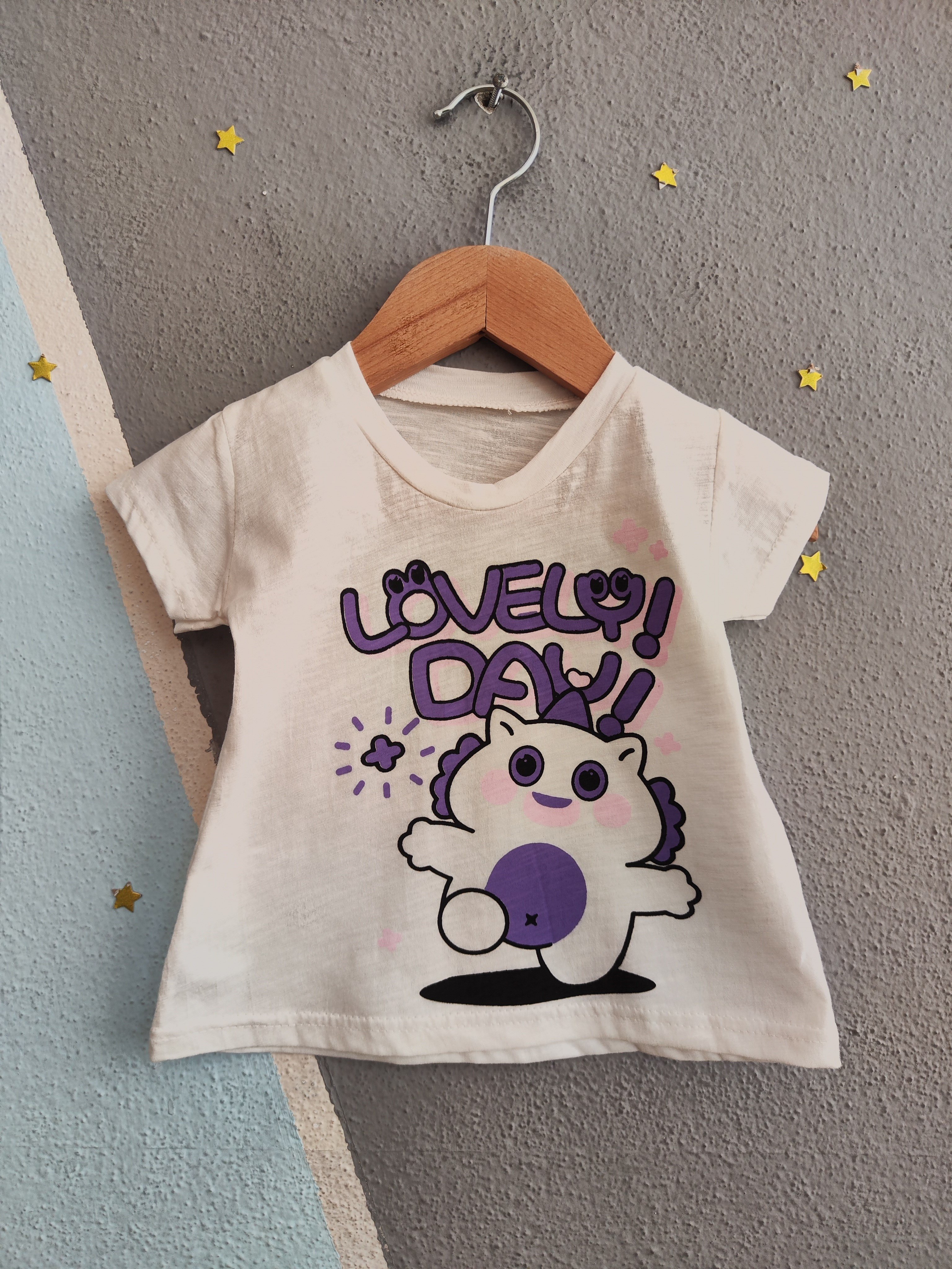 2056 - Lovely Day Baskılı Kız Bebek Takım- pembe