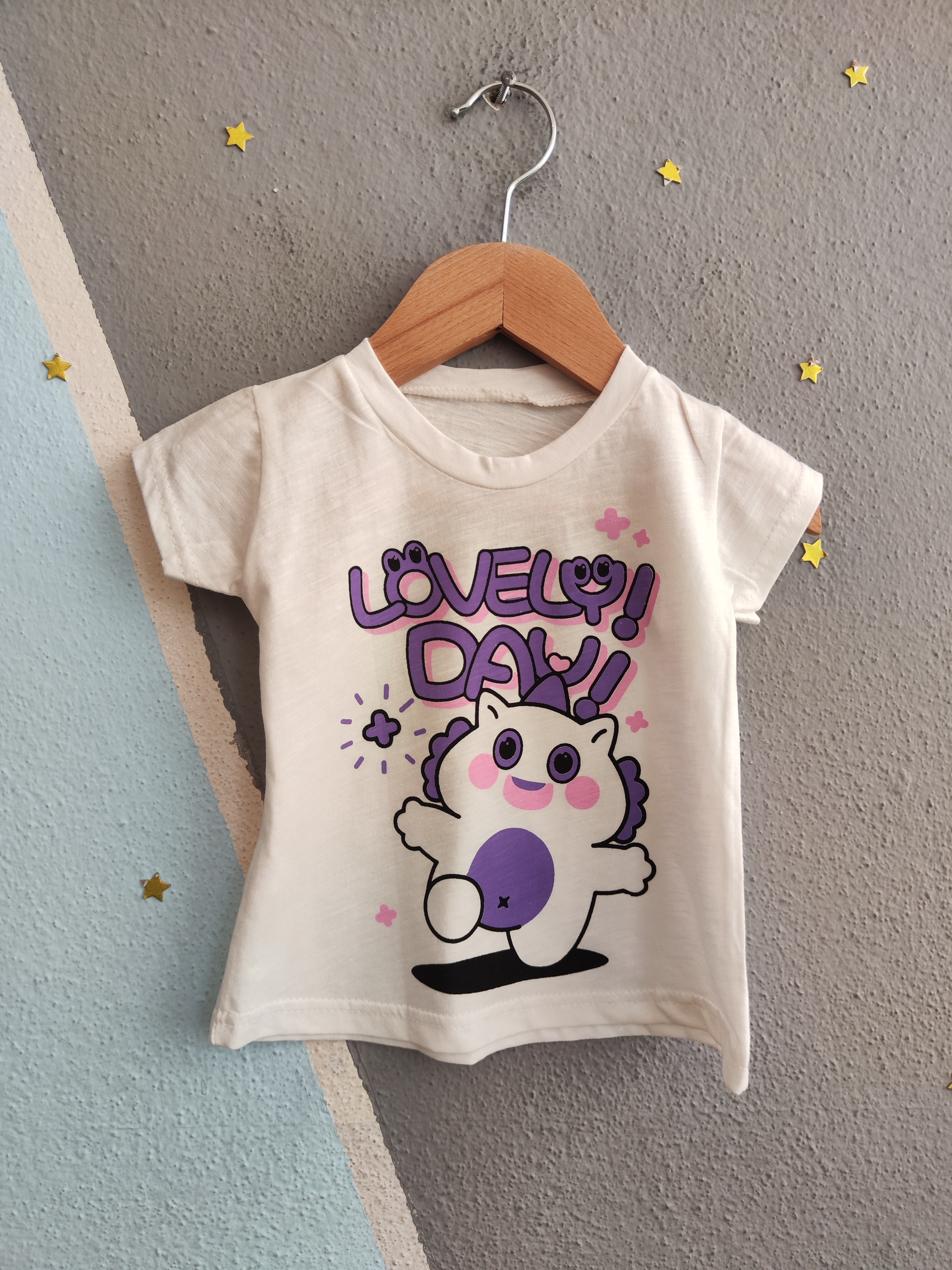 2056 - Lovely Day Baskılı Kız Bebek Takım- Lila