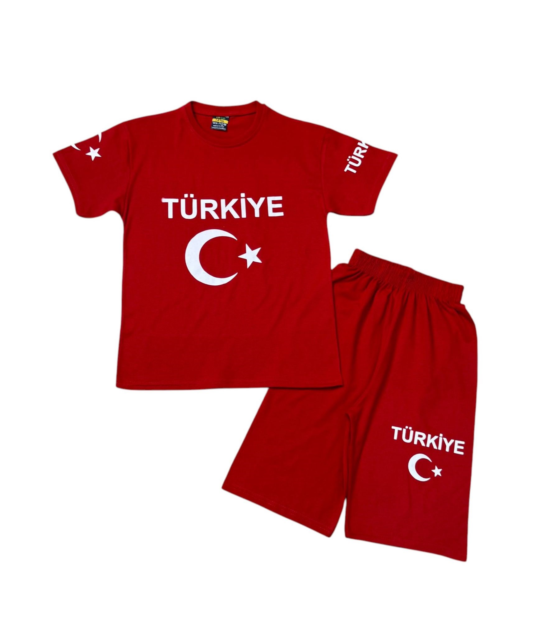 2067 -  Bayrak Baskılı Çocuk Takımı -Kırmızı