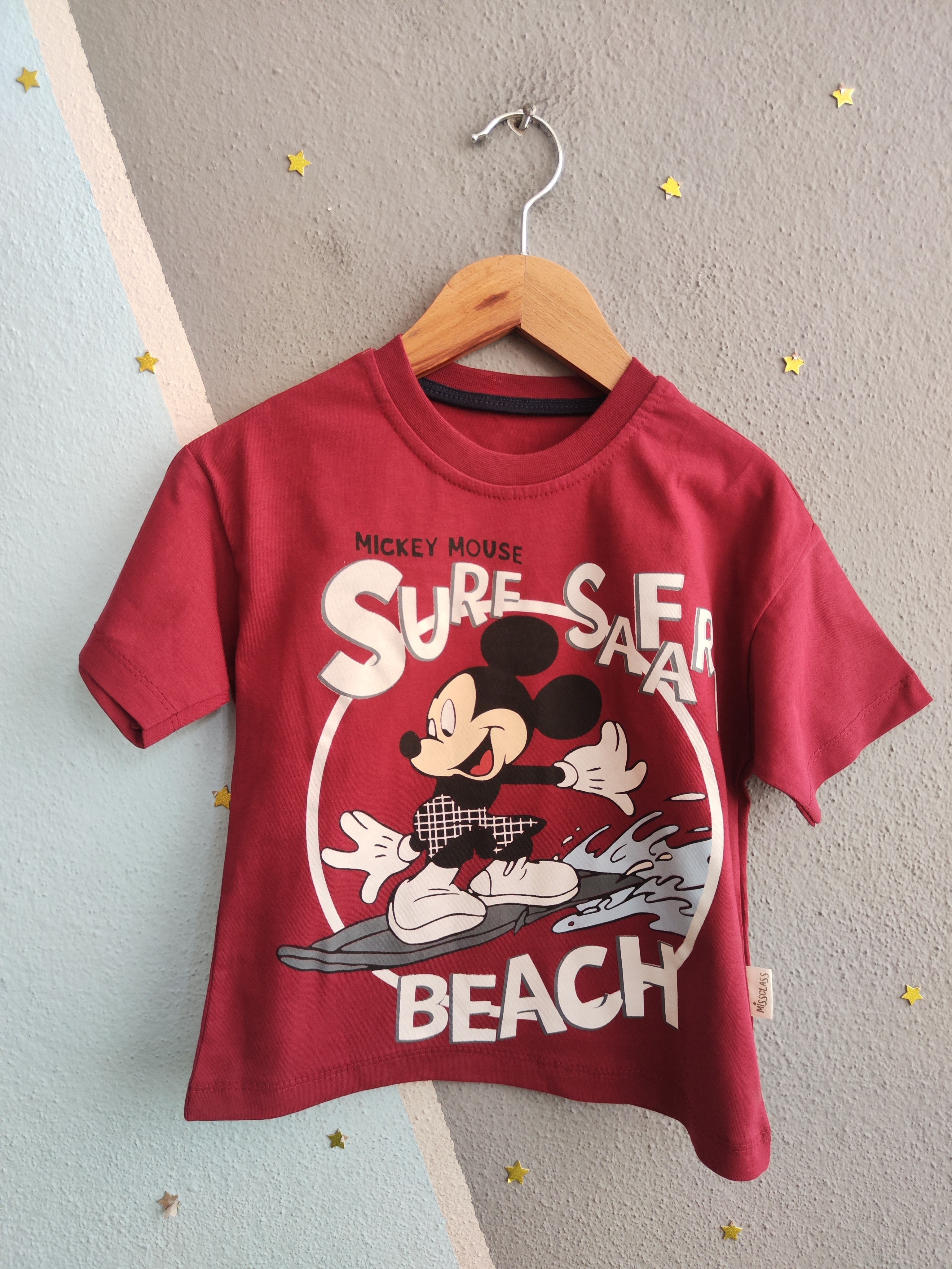 2087 - Surf Safari Baskılı Şapkalı Yazlık Erkek Çocuk Takımı - Bordo