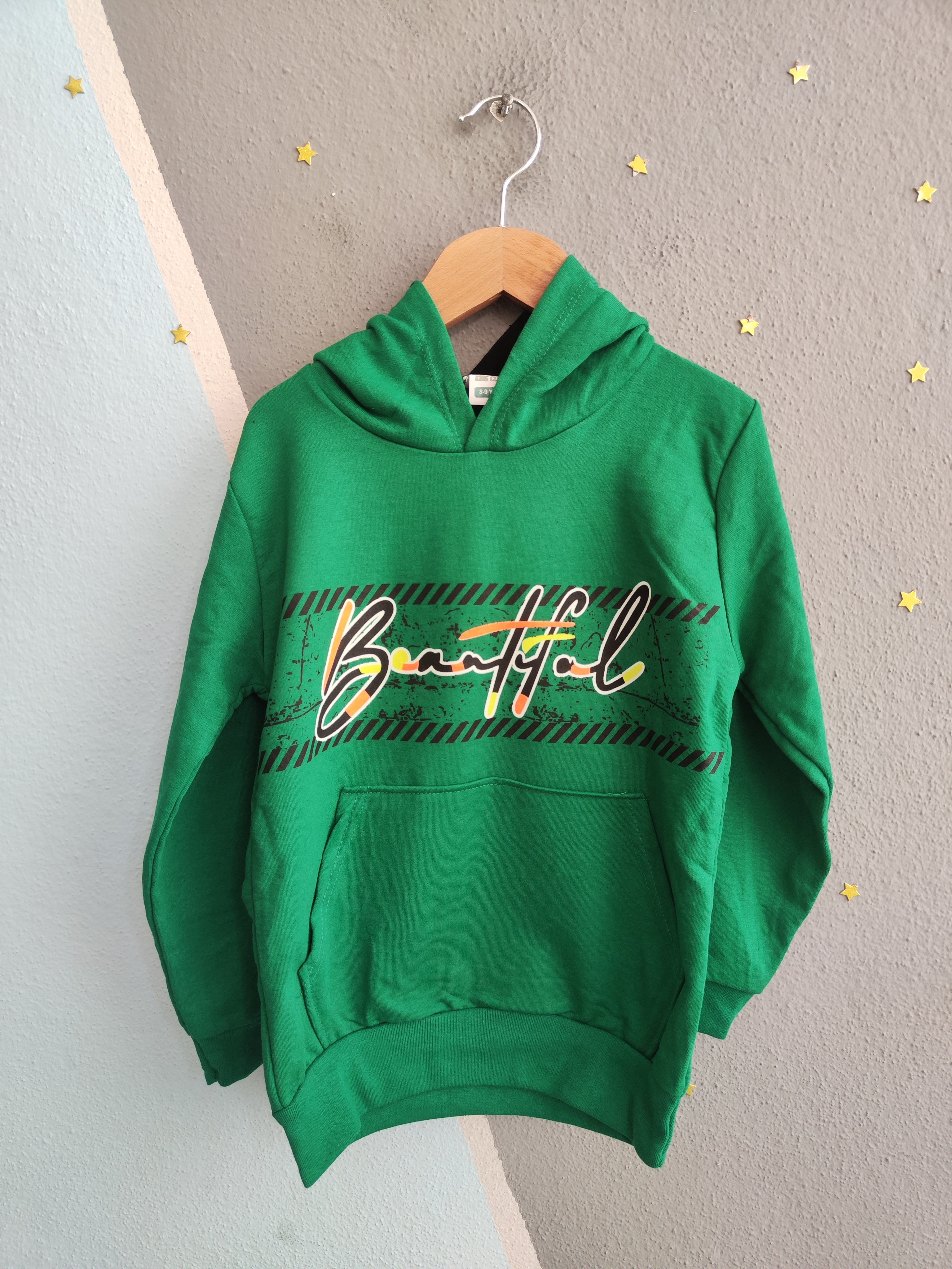 2120- Baskılı Kapüşonlu Erkek Çocuk Sweatshirt - Yeşil