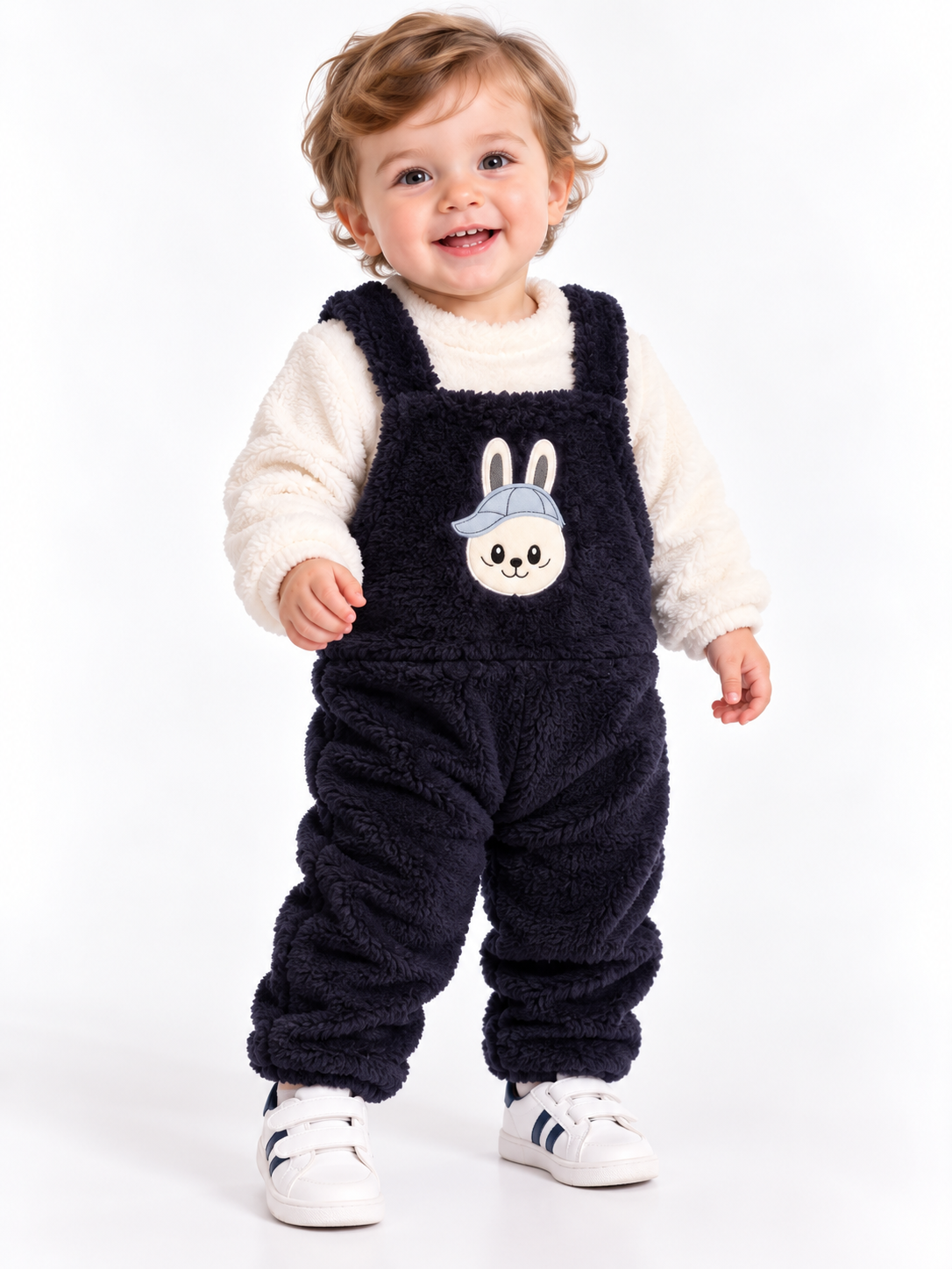 2143 -Peluş Kumaş Bebek Tulumu - Lacivert