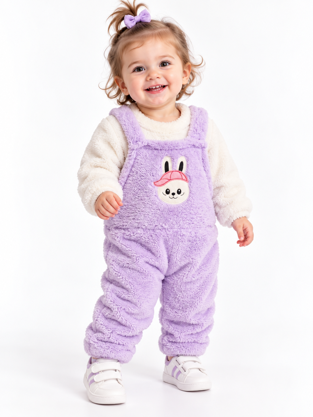 2143 -Peluş Kumaş Bebek Tulumu - Lila