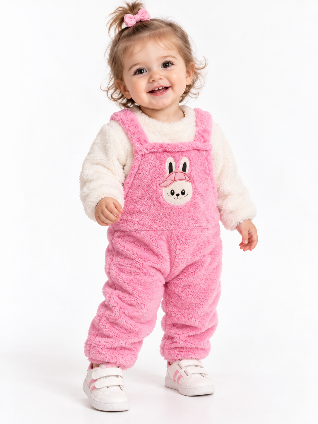 2143 -Peluş Kumaş Bebek Tulumu - Pembe