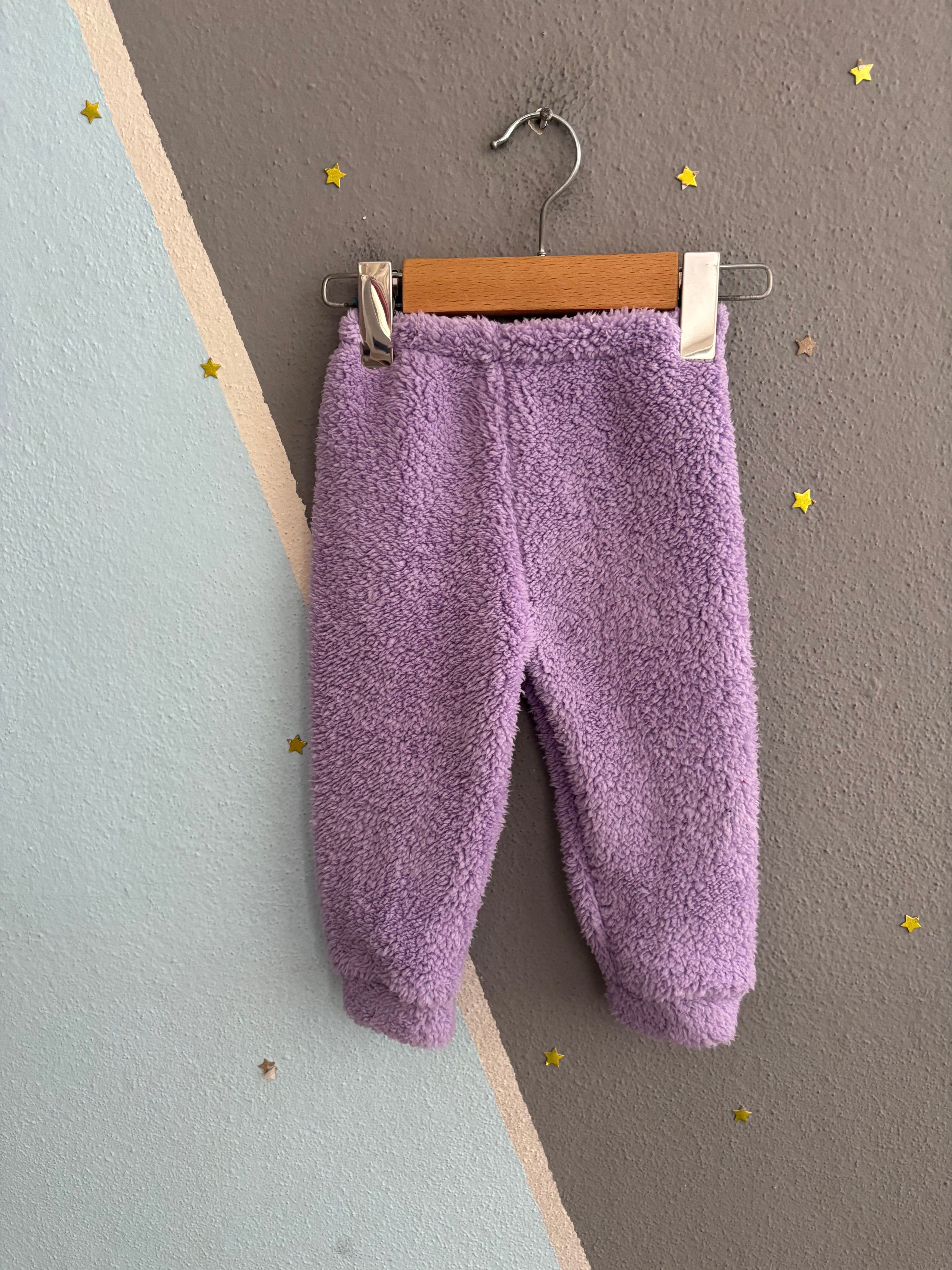2153 - Love Baskılı Peluş Kumaş Kız Bebek Takımı - Lila