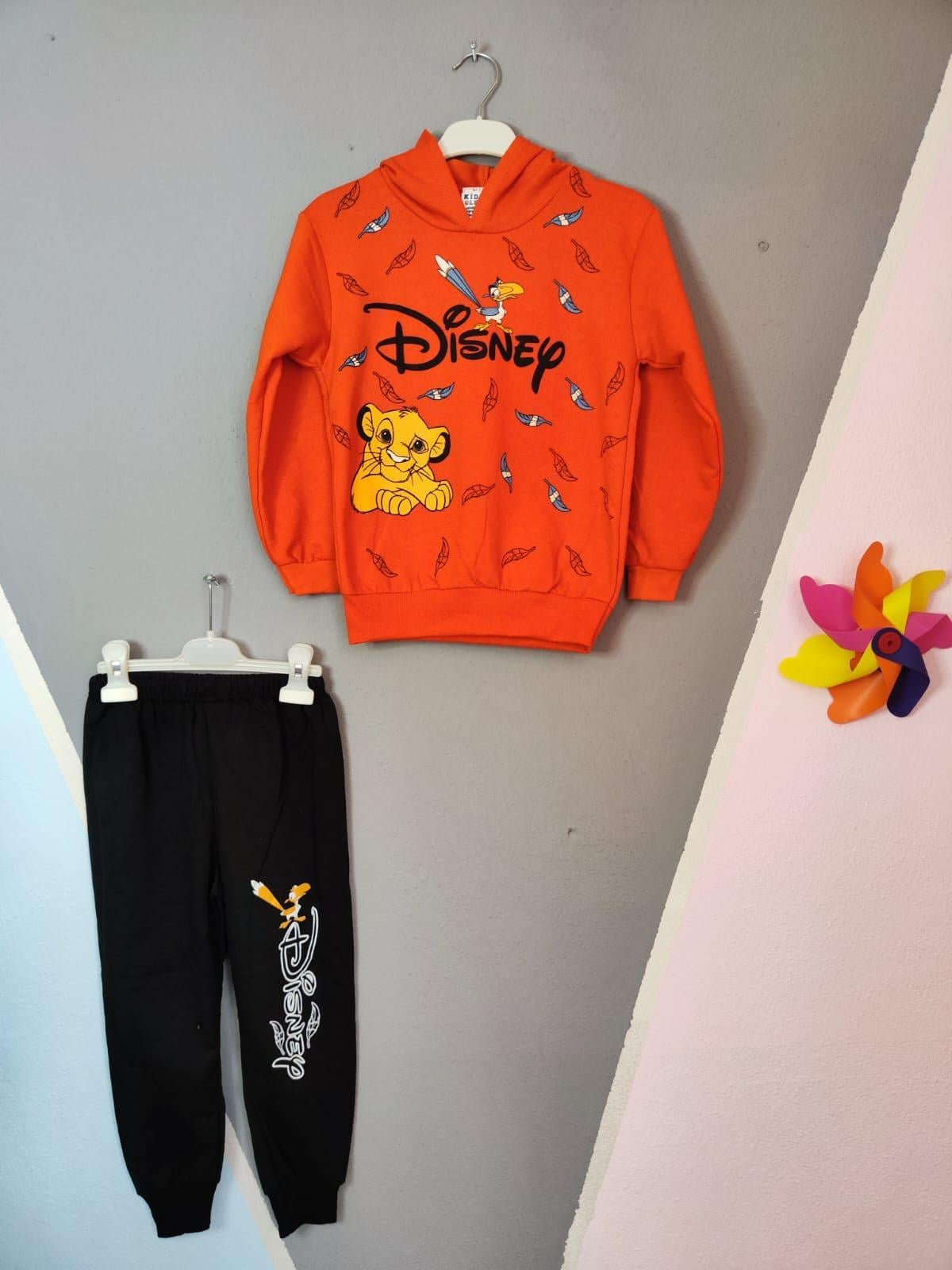 1381 - Disney Baskılı Kapüşonlu Erkek Takım - Turuncu