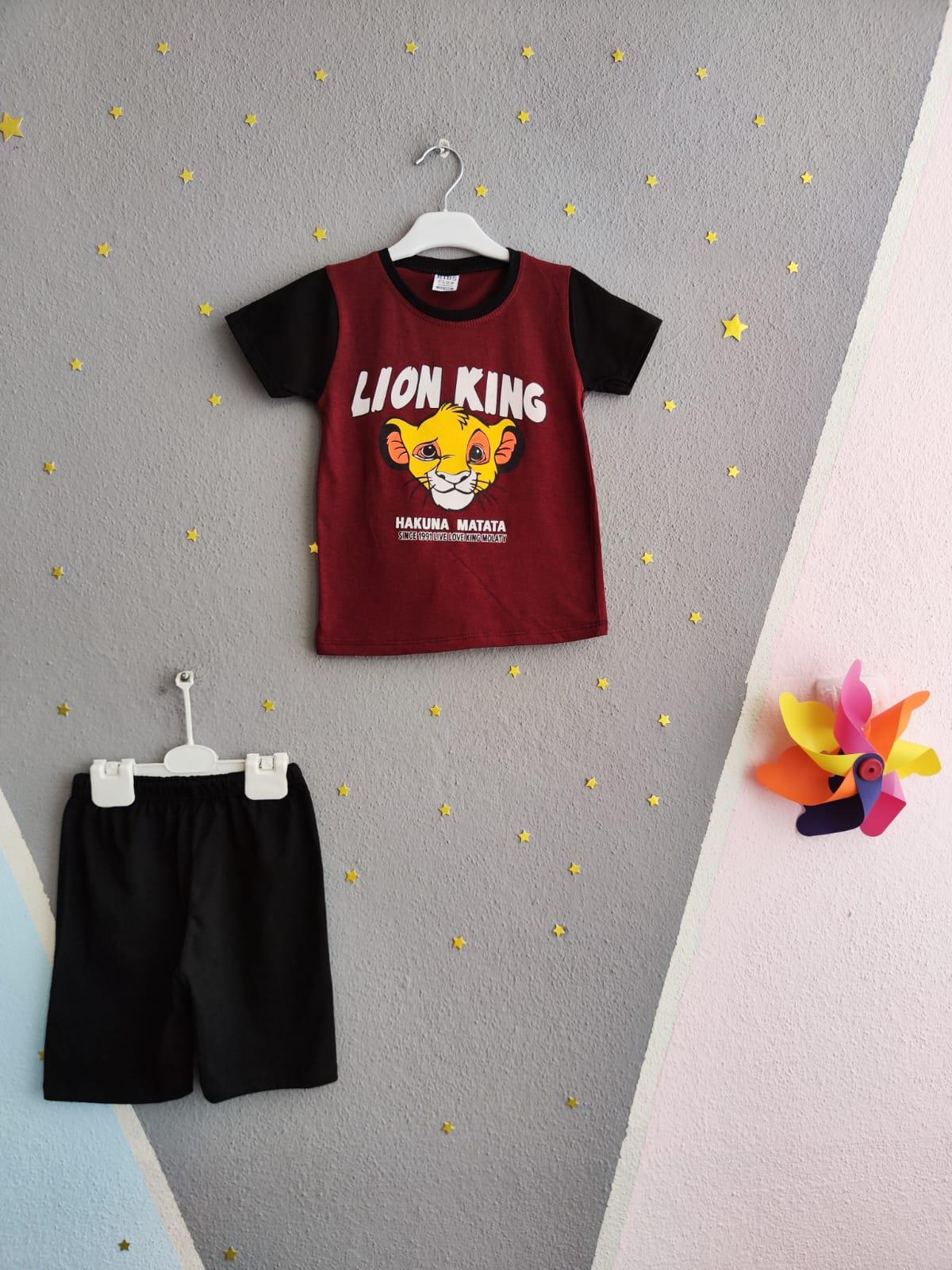 Hakuna Matata Baskılı Yazlık Erkek Takım- Bordo