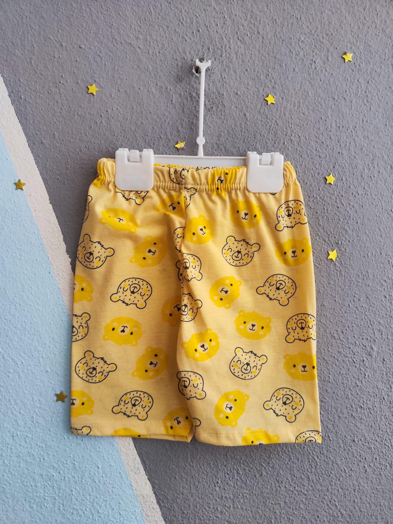 Hayvan Desenli Kısa Kollu Çocuk Takım - Sarı